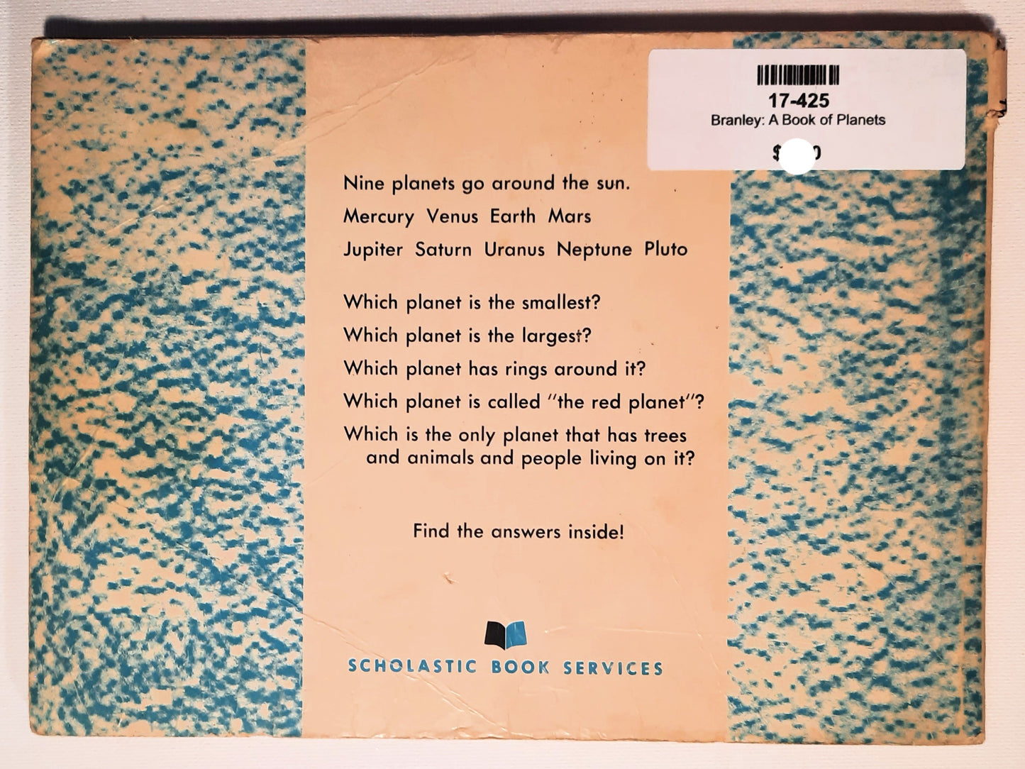 A Book of Planets for You by Franklyn M. Branley (1977 Revised Edition, Acceptable, Pbk, Scholastic)