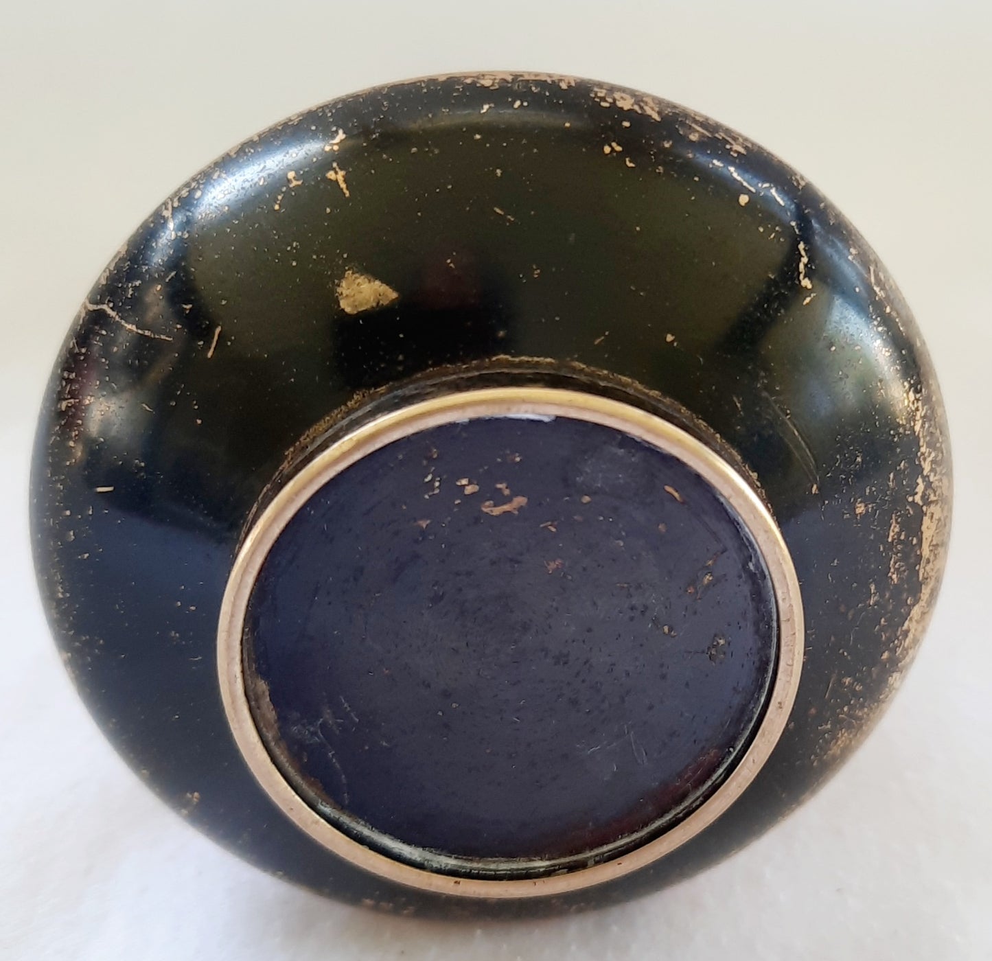 Vintage Solid Brass Painted Japanese Etched Bud Vase 5" high - Collectible in GOOD Condition