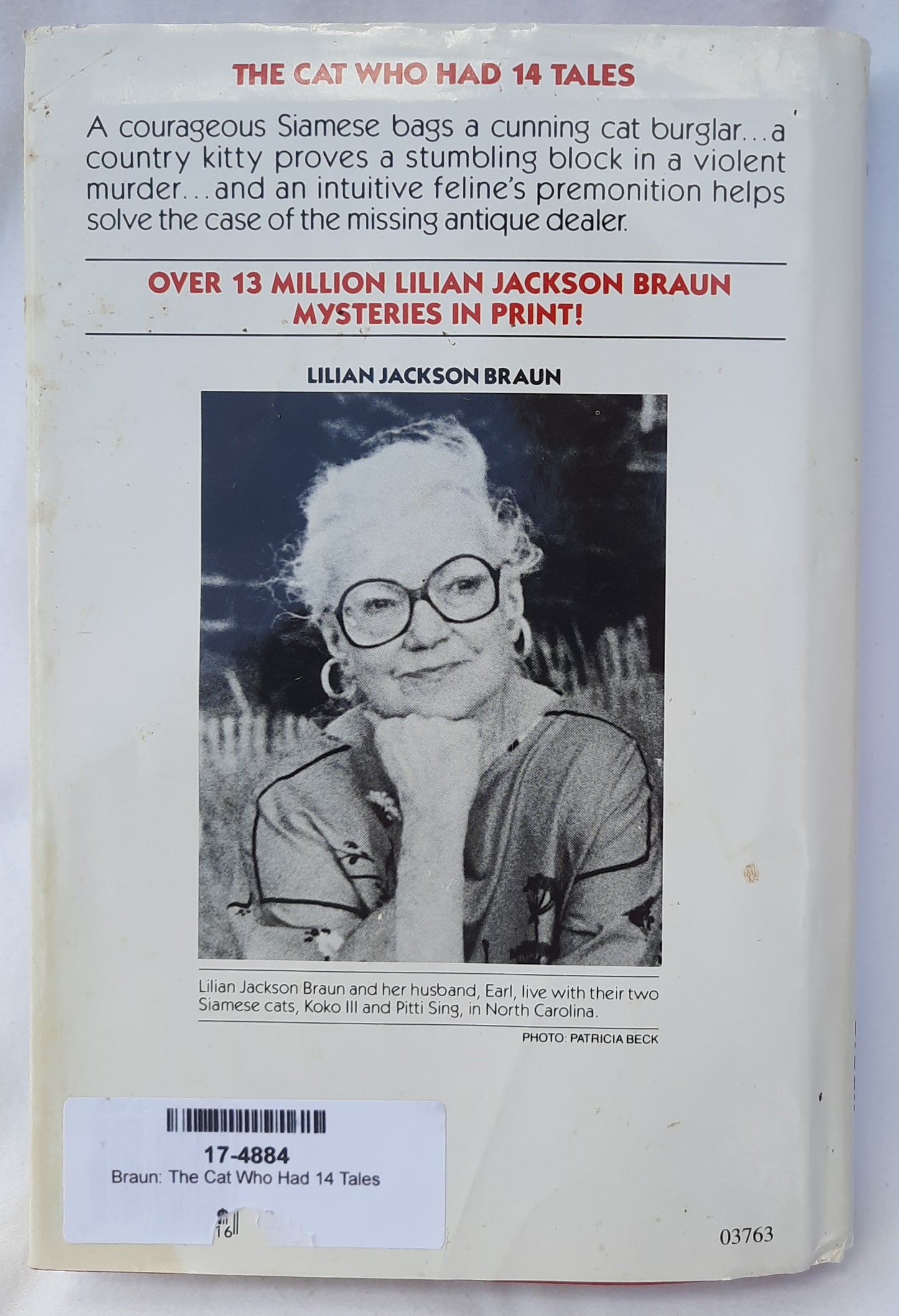 The Cat Who Had 14 Tales #1 by Lilian Jackson Braun (Good, 1988, HC, 244 pages, Jove)