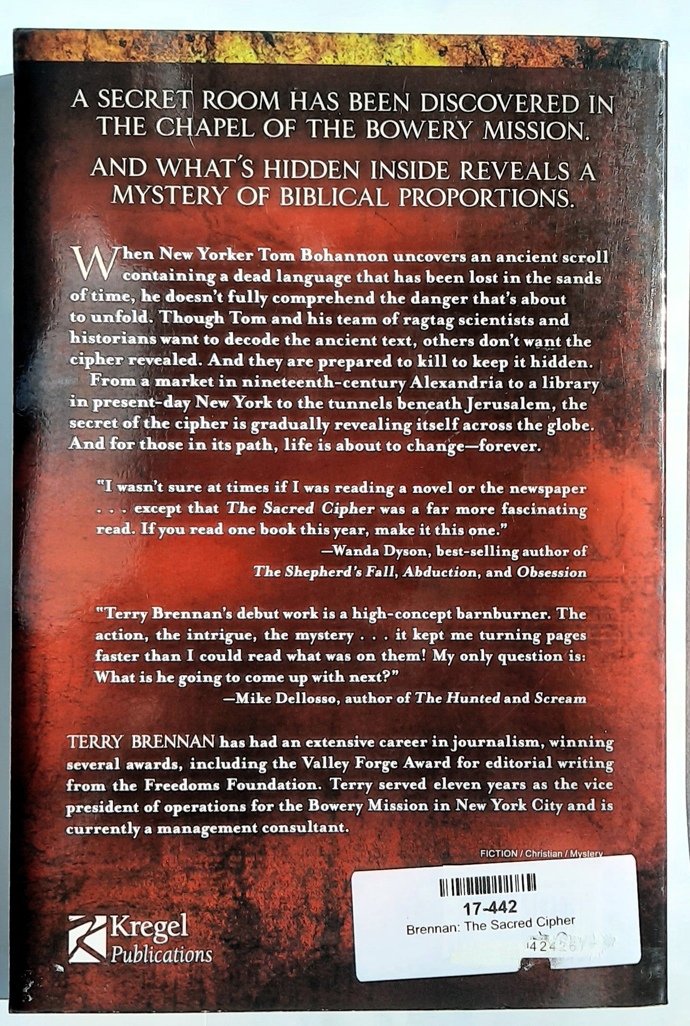 The Sacred Cipher by Terry Brennan (The Jerusalem Prophecies #1, New, 2009, Pbk, 351 pages, Kregel Publications)