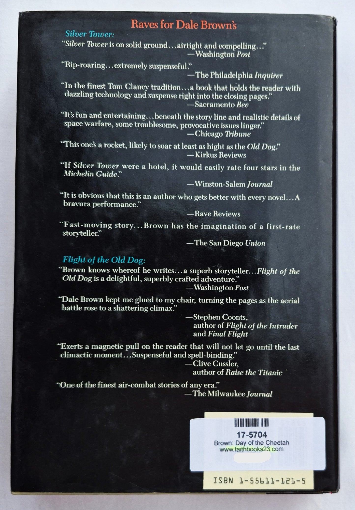 Day of the Cheetah von Dale Brown (Patrick McLanahan #2, Gut, 1989, HC, 504 Seiten, Donald I. Fine, Inc.)