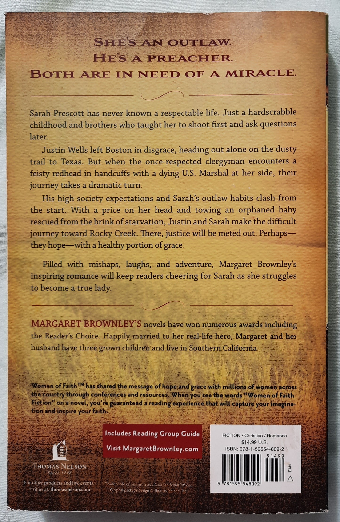 A Lady Like Sarah by Margaret Brownley (Rocky Creek Romance #1, Good, 2009, Pbk, 314 pages, Thomas Nelson)