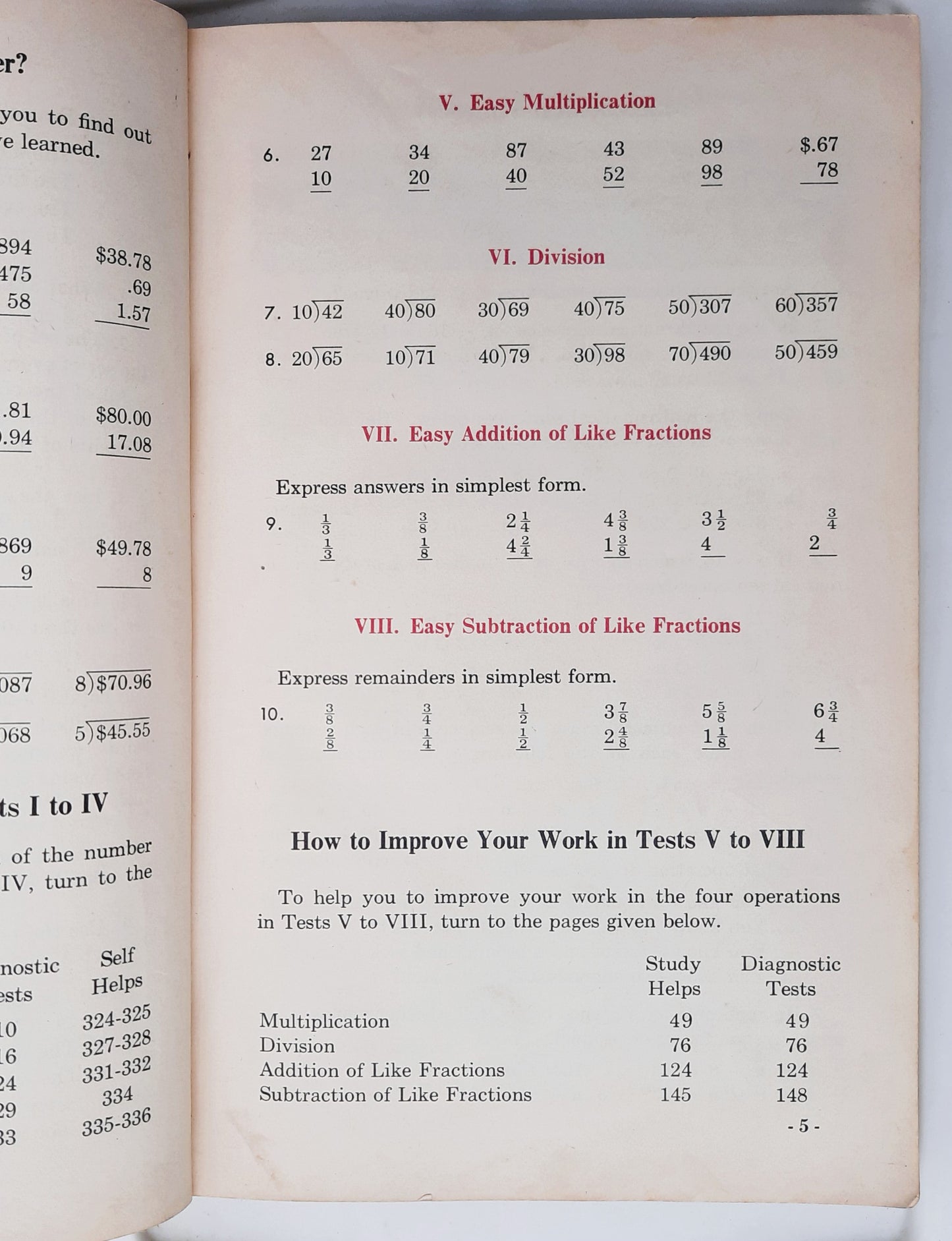 Moving Ahead in Arithmetic Book Five by Leo Brueckner; Foster Grossnickle (Good, 1963, HC, 378 pages, Holt, Rinehart and Winston)