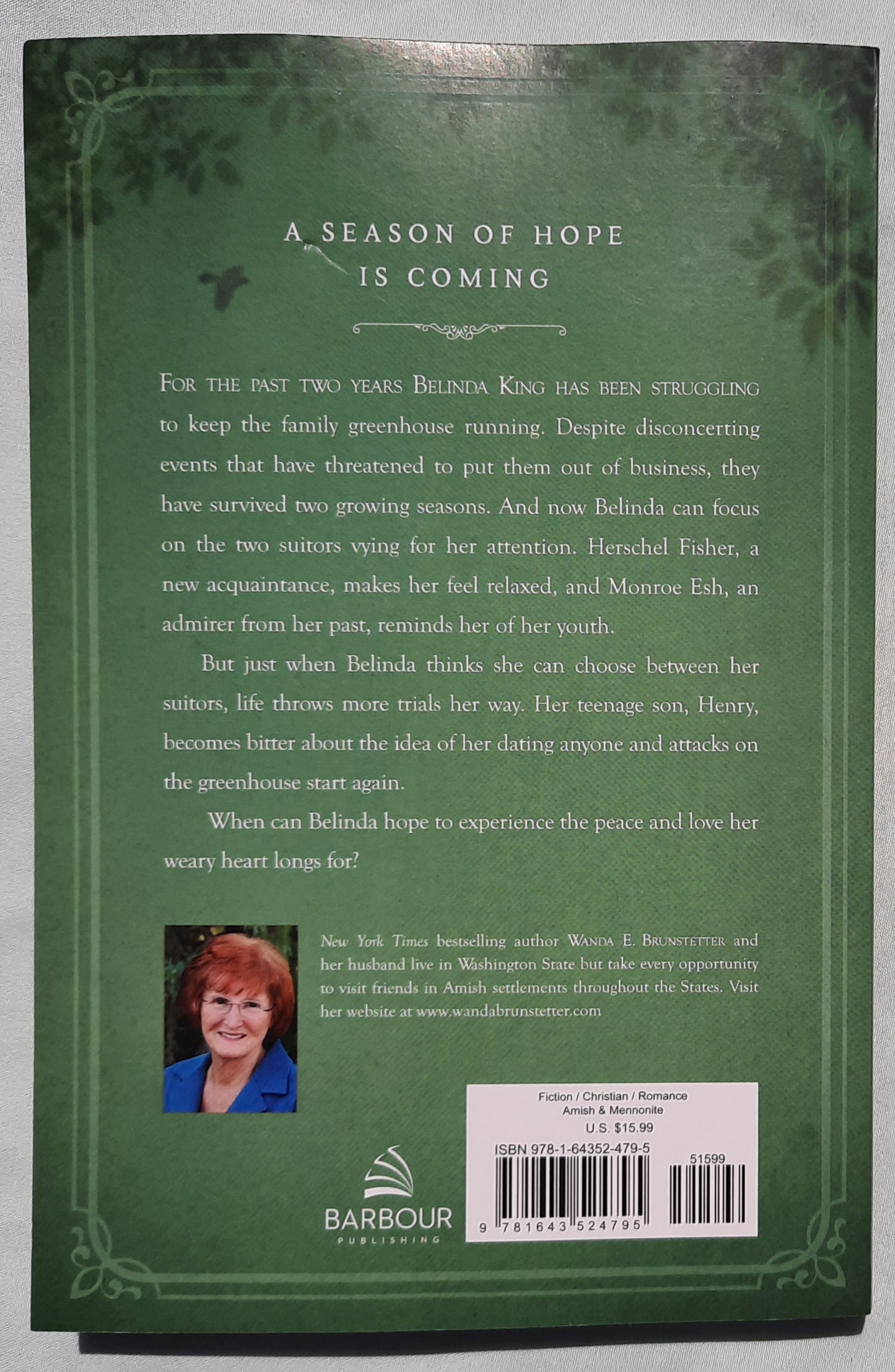 The Robin's Greeting by Wanda E. Brunstetter (Amish Greenhouse Mystery #3, New, 2021, Pbk, 318 pages, Barbour)
