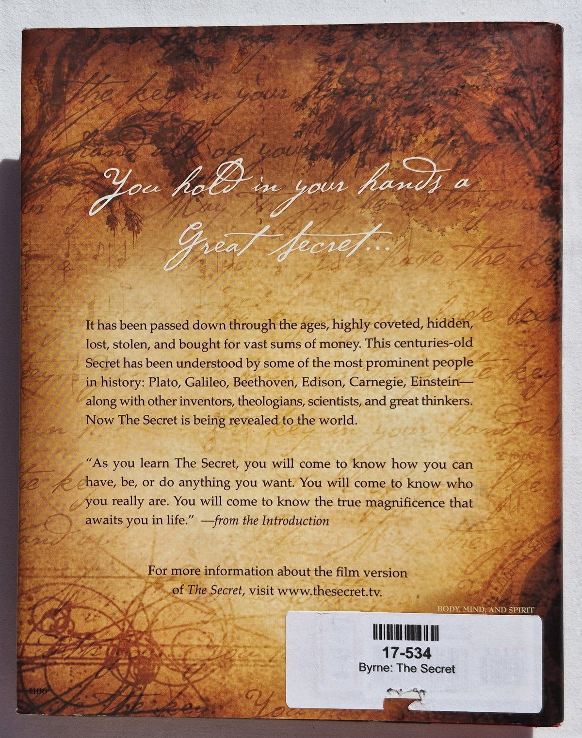 The Secret by Rhonda Byrne (Very good, 2006, HC, 198 pages, Atria Books)