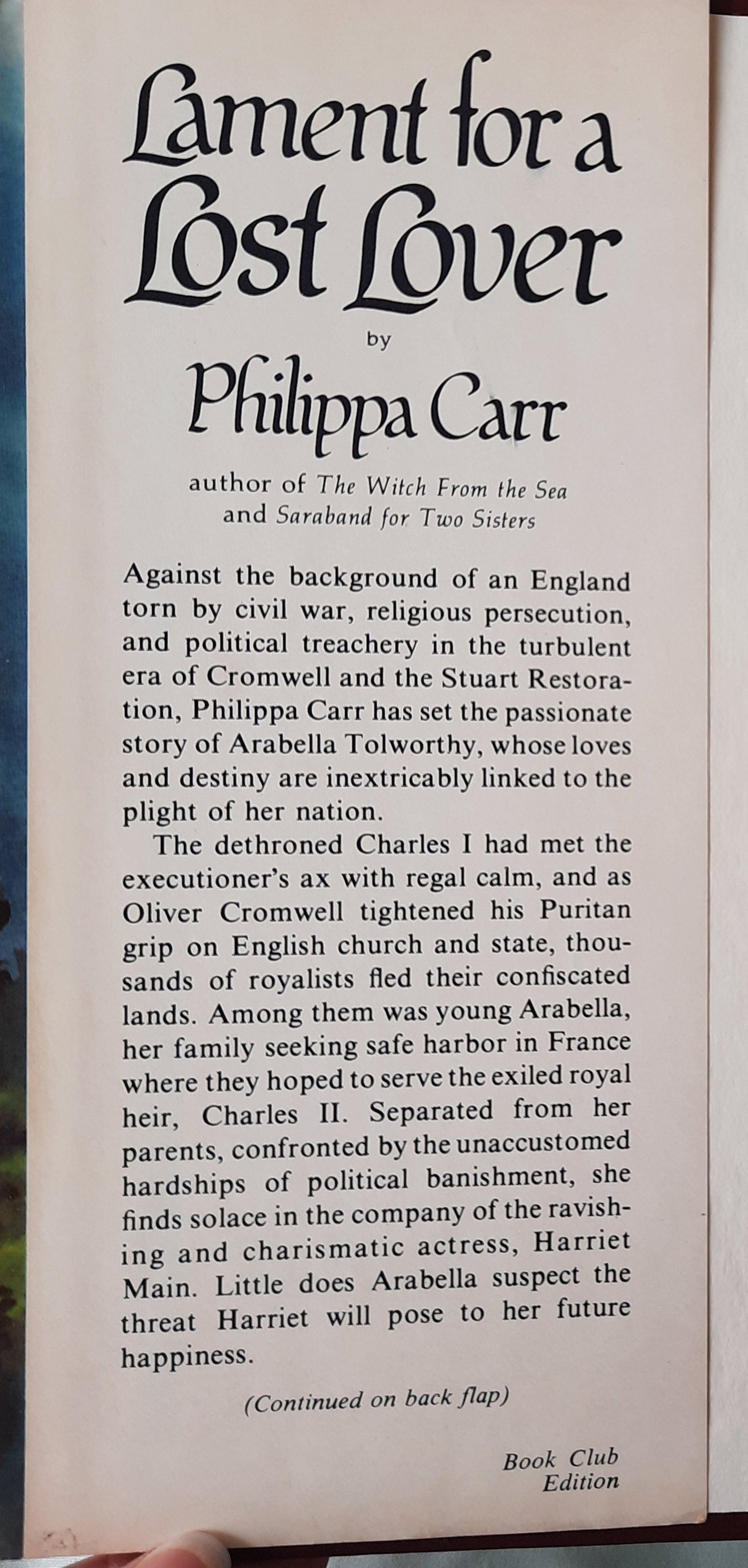 Lament for a Lost Lover by Philippa Carr (Daughters of England #5, Very good, 1977, HC, 310 pages, G.P. Putnam's Sons)