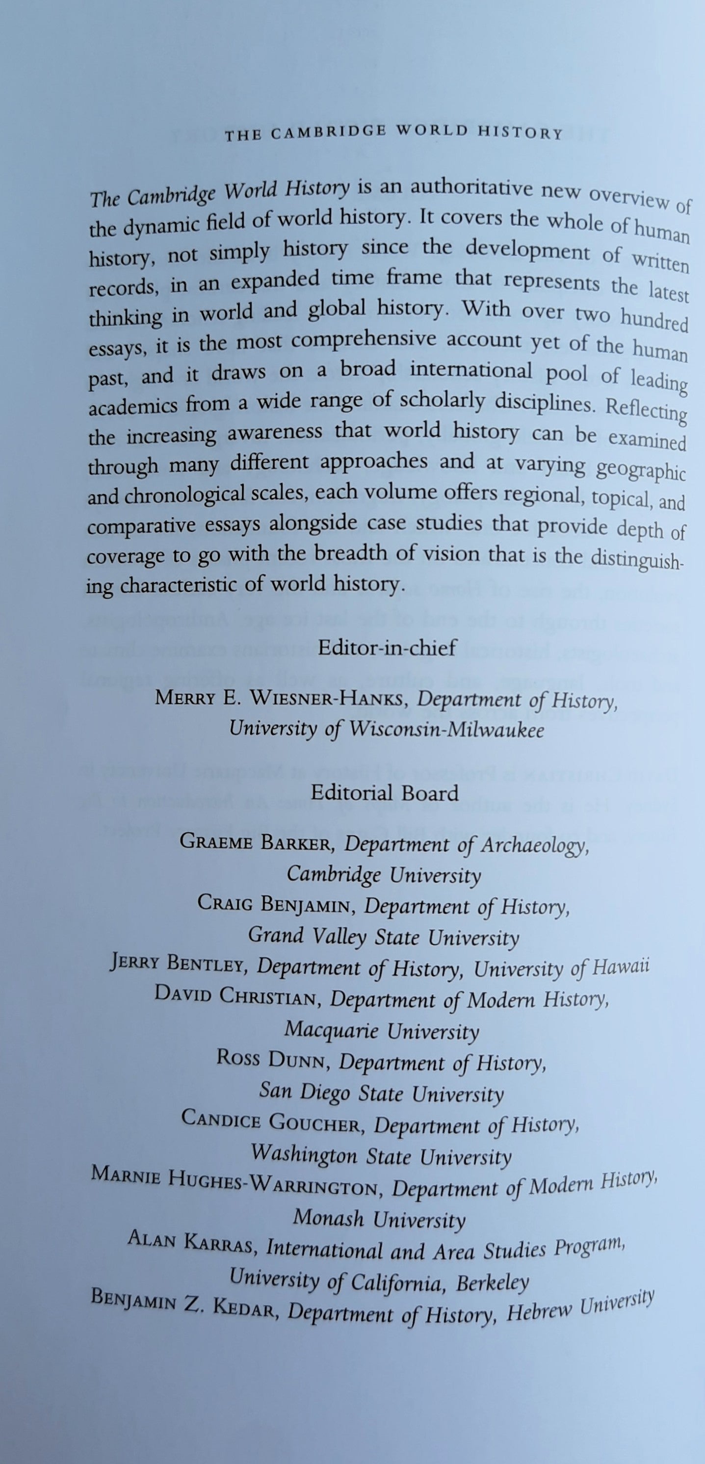 Introducing Wordl History to 10,000 BCE Vol. 1 edited by David Christian (New, 2015, Pbk, 494 pages, Cambridge University Press)