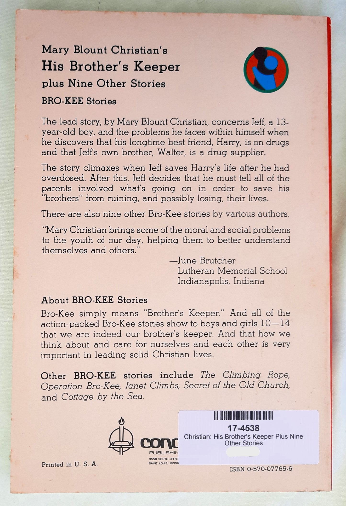 His Brother's Keeper Plus Nine Other Stories by Mary Blount Christian (Very Good, 1978, Pbk, 125 pages, Concordia)