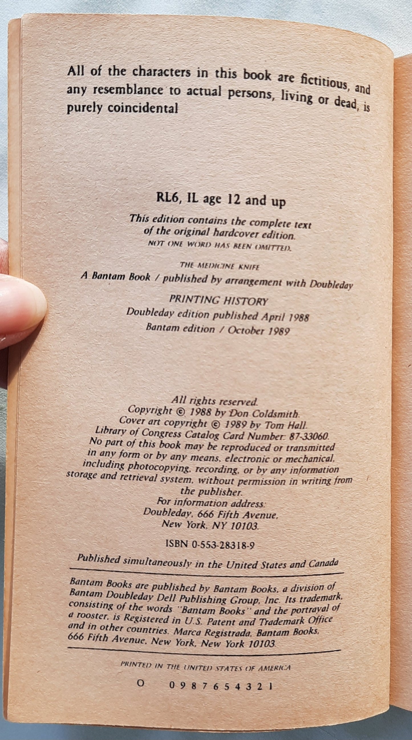 The Medicine Knife by Don Coldsmith (The Spanish Bit Saga #12, Good, 1989, Pbk, 175 pages, Bantam Books)