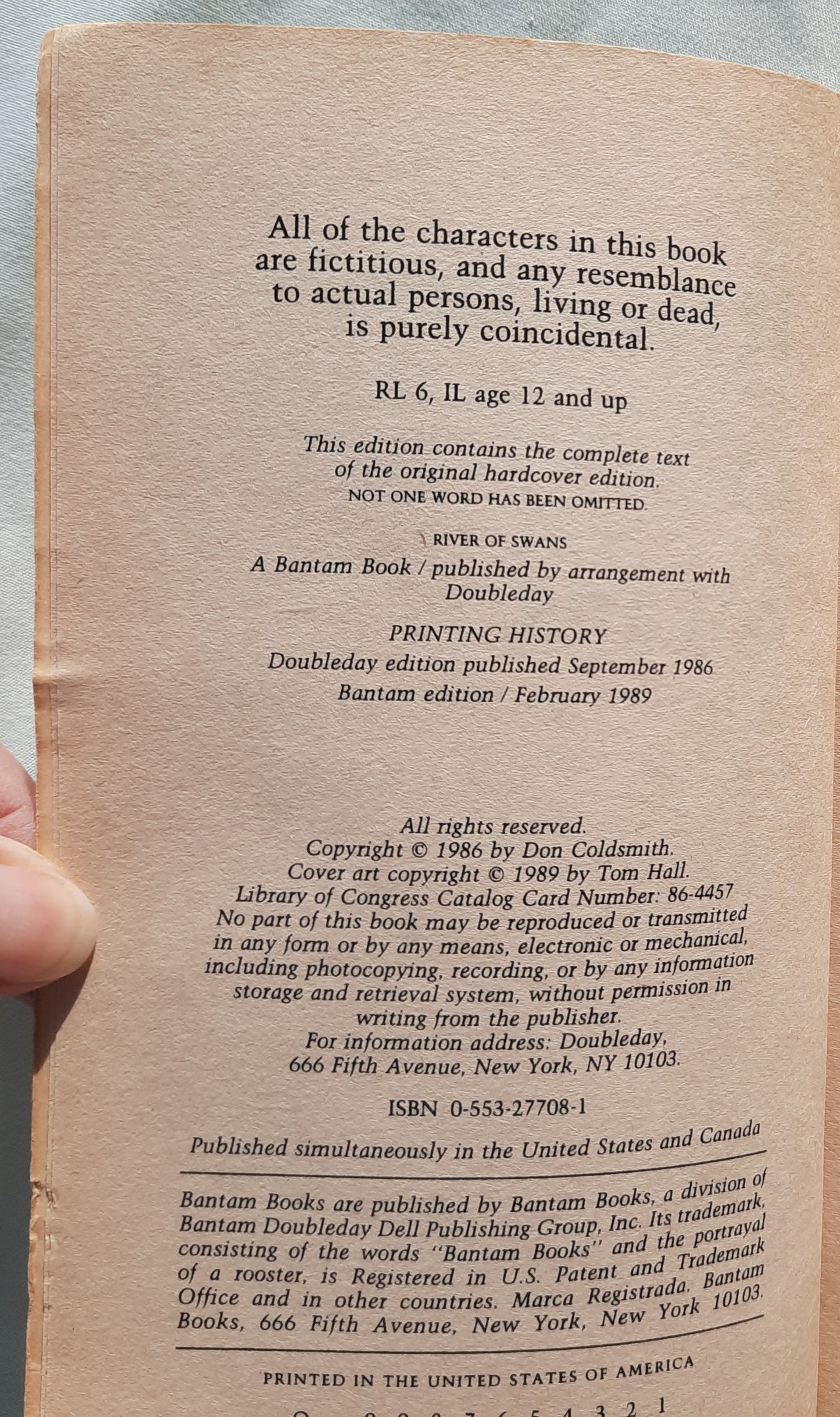 River of Swans by Don Coldsmith (The Spanish Bit Saga #10, Good, 1989, Pbk, 177 pages, Bantam Books)