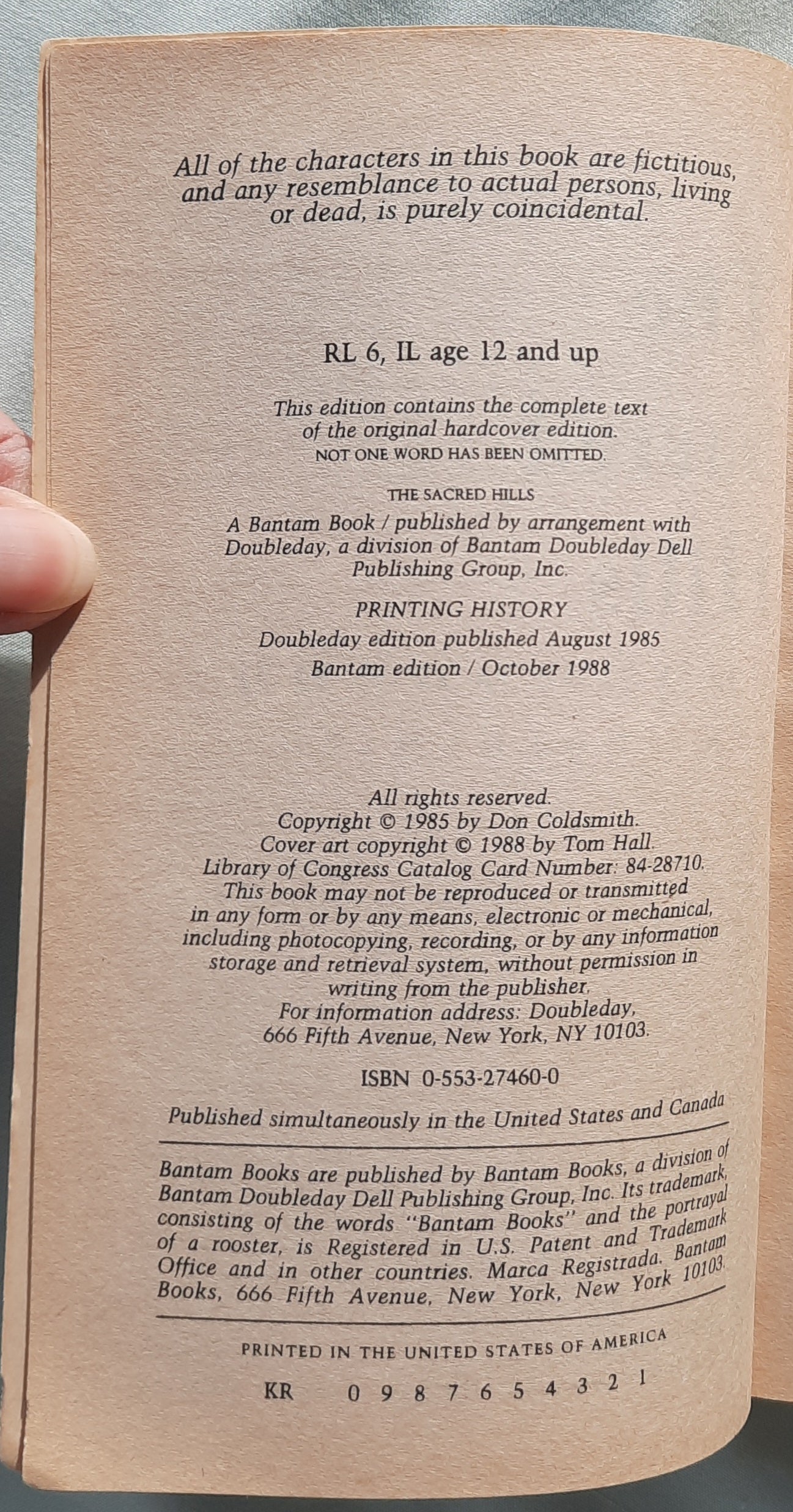 The Sacred Hills by Don Coldsmith (The Spanish Bit Saga #8, Good, 1988, Pbk, 178 pages, Bantam Books)