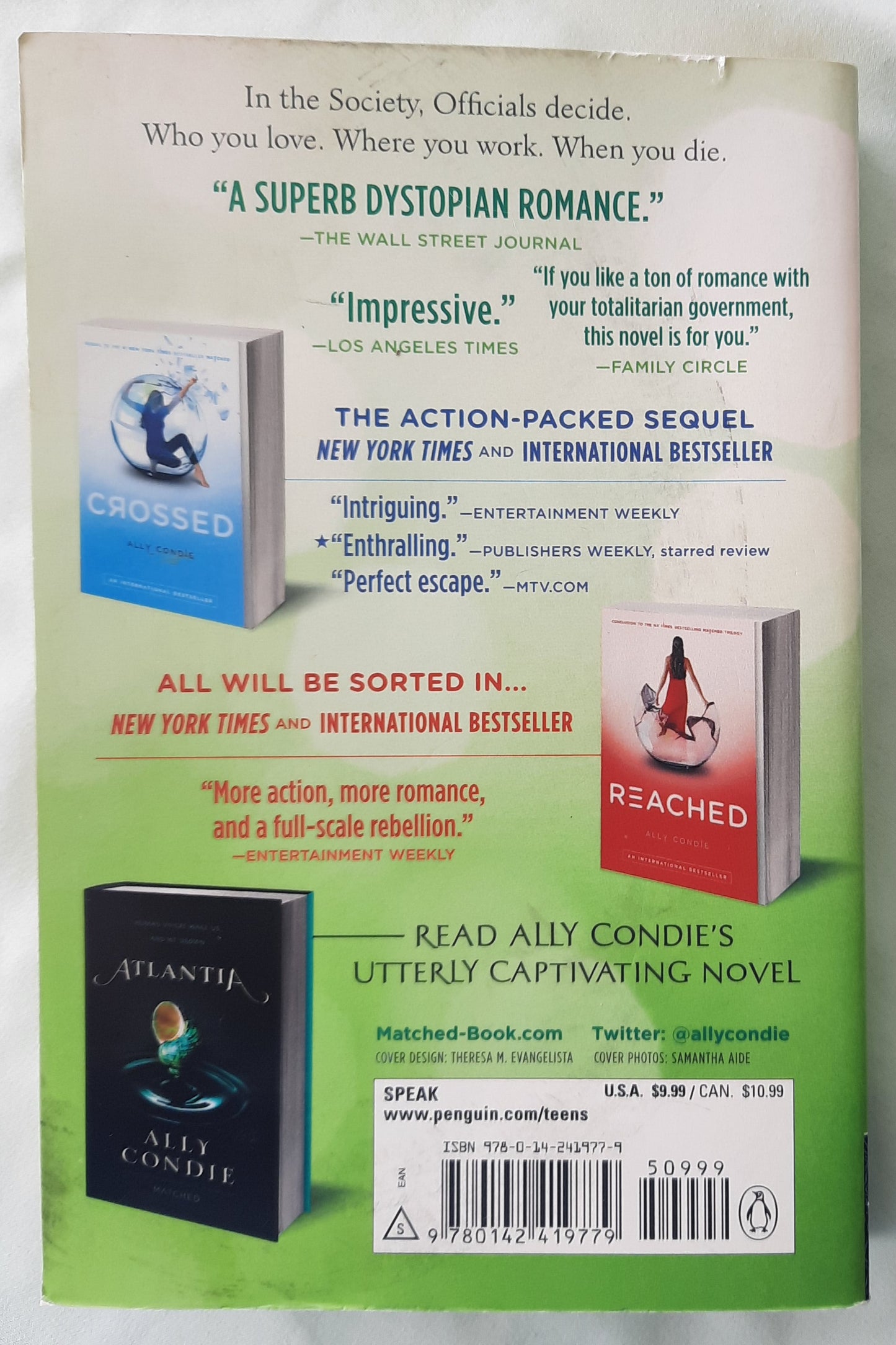 Matched by Ally Condie (Matched #1, Very good, 2011, Pbk, 416 pages, Speak/Penguin)