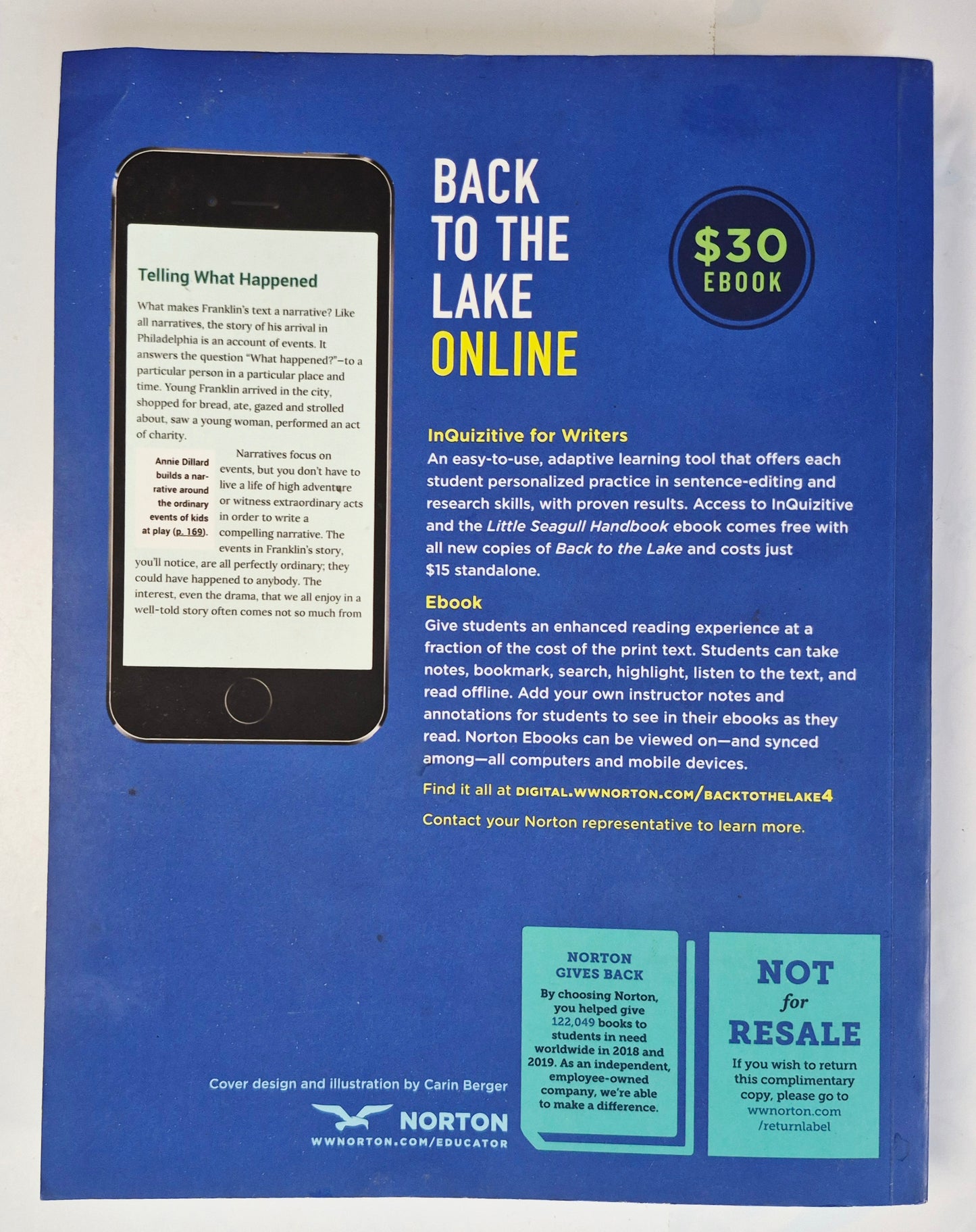 Back to the Lake: A Reader and Guide 4th Edition by Thomas Cooley (Very good, 2020, PBK, 844 pages, Norton)