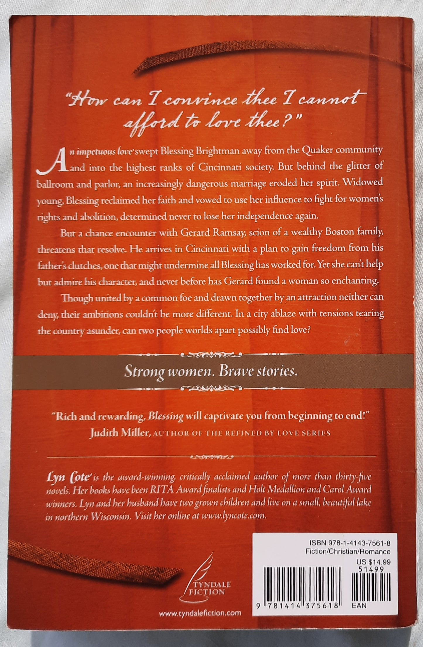 Blessing by Lyn Cote (Quaker Brides #2, Good, 2015, Pbk, 377 pages, Tyndale)