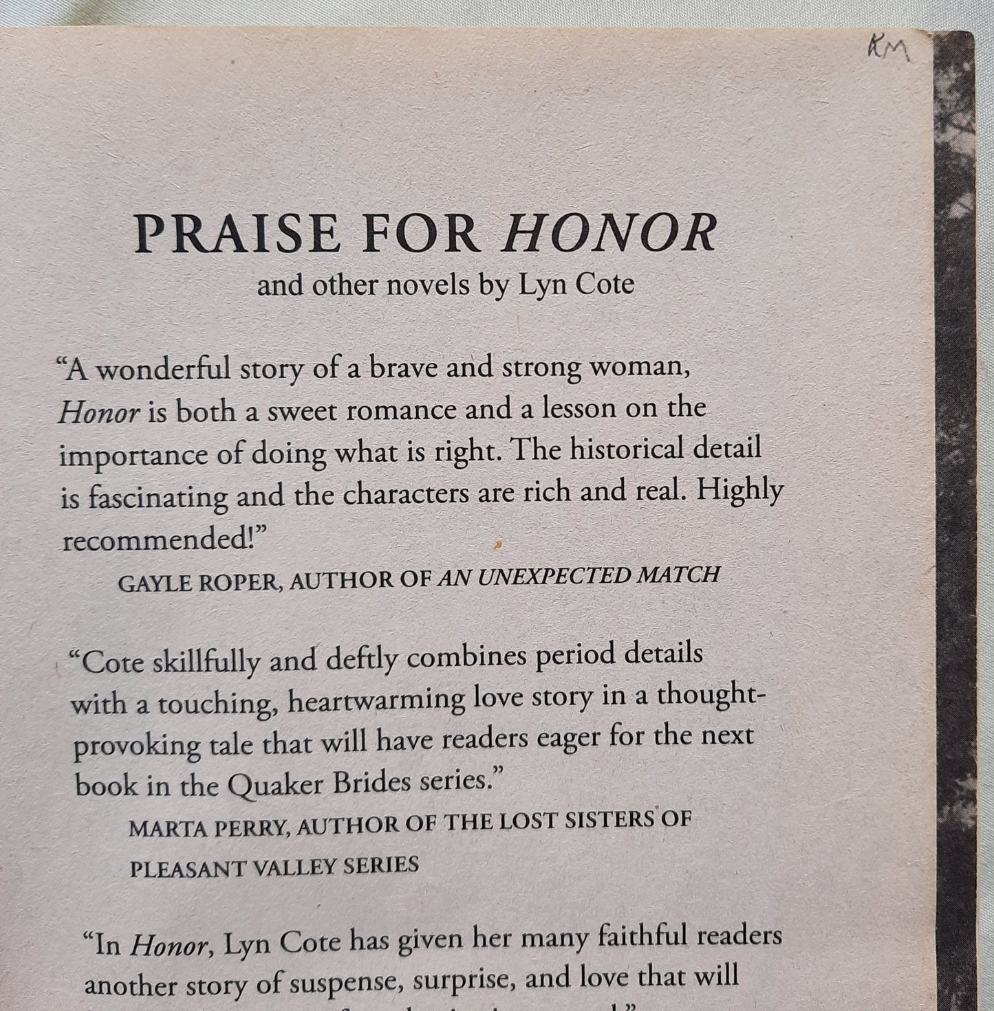 Honor by Lyn Cote (Quaker Brides #1, Very Good, 2014, Pbk, 375 pages, Tyndale)
