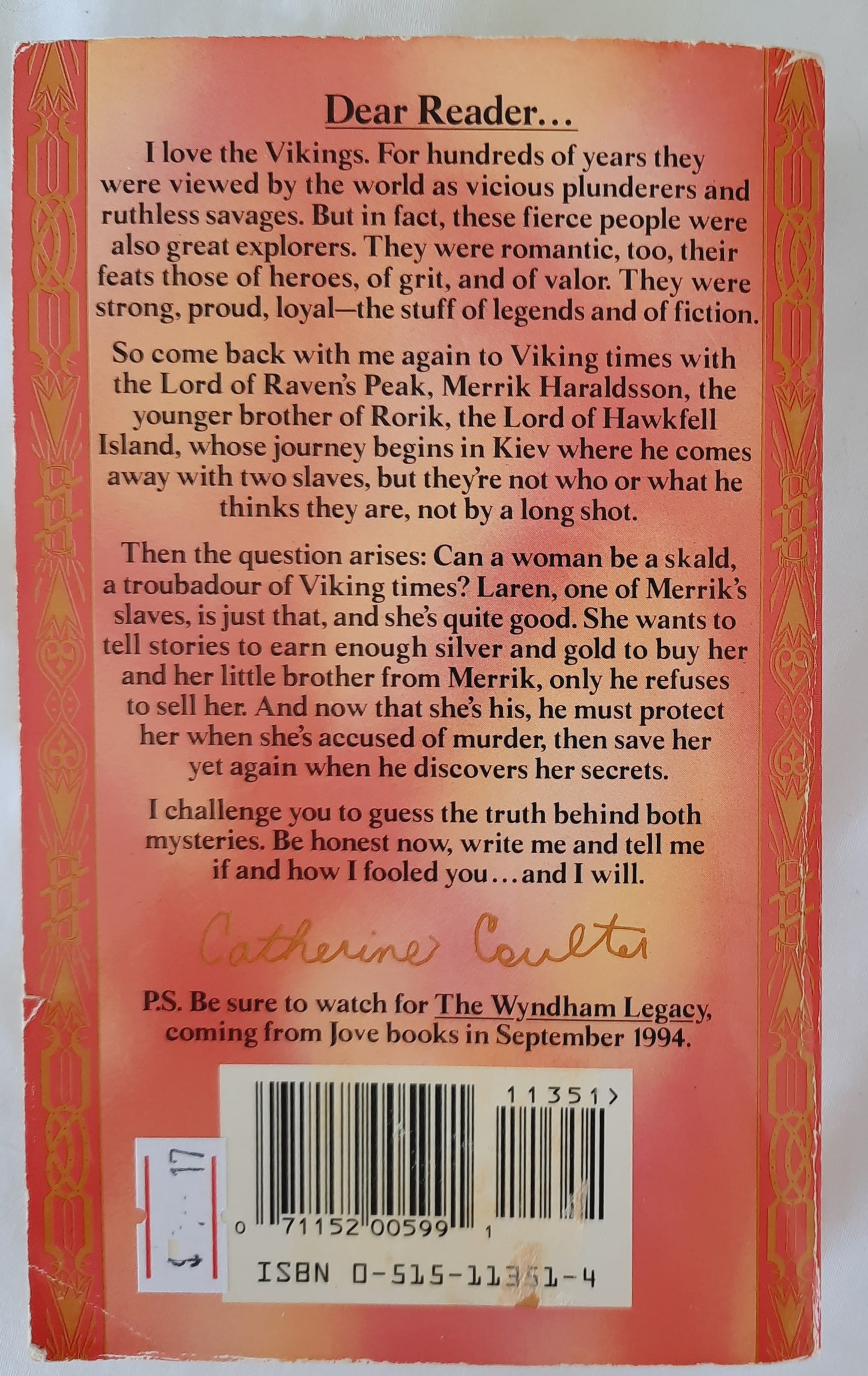 Lord of Raven's Peak by Catherine Coulter (Viking Series #3, Good, 1994, Pbk, 390 pages, Jove)