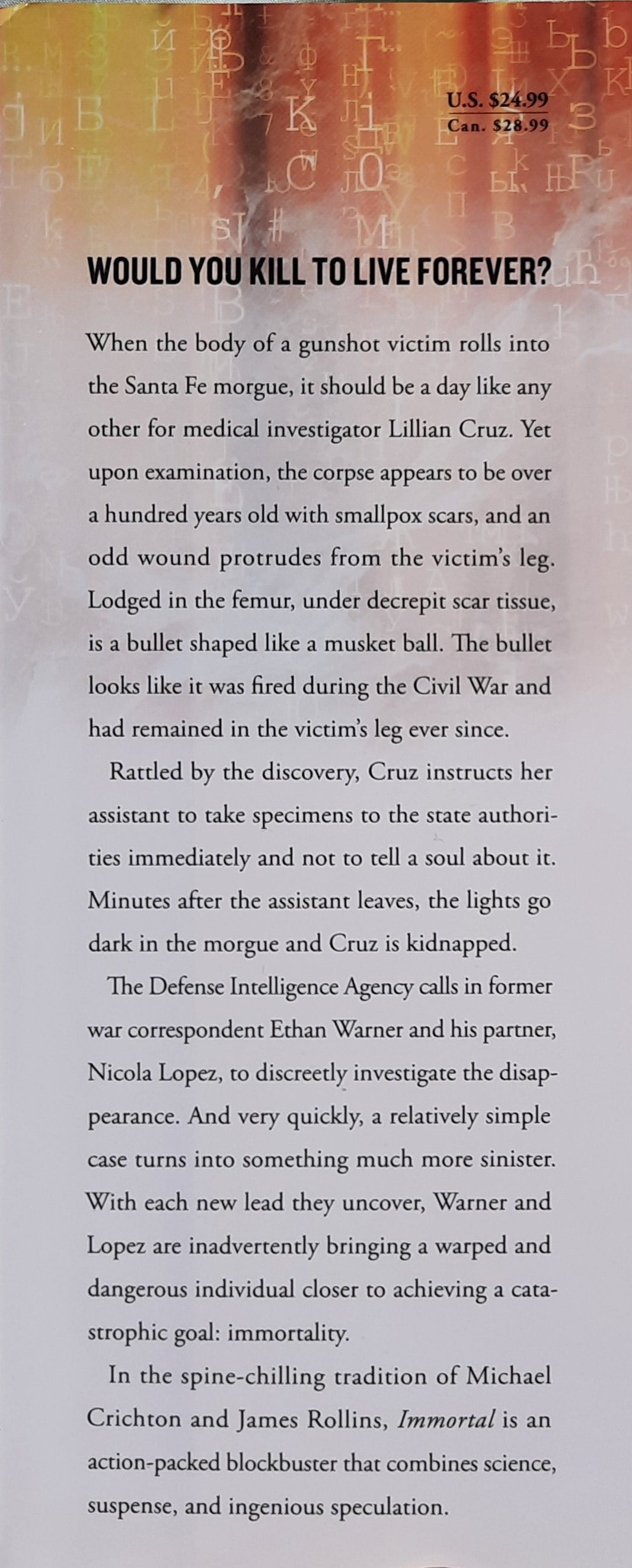 Immortal by Dean Crawford (Ethan Warner #2, Very good, 2013, HC, 399 pages, Simon & Schuster)
