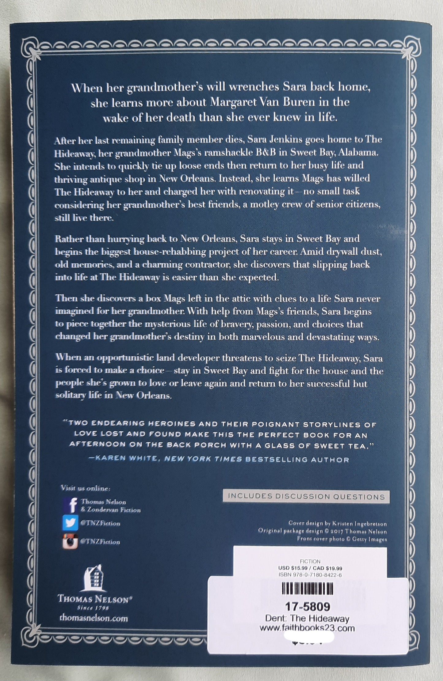 The Hideaway by Lauren K. Denton (Like new, 2017, Pbk, 343 pages, Thomas Nelson)