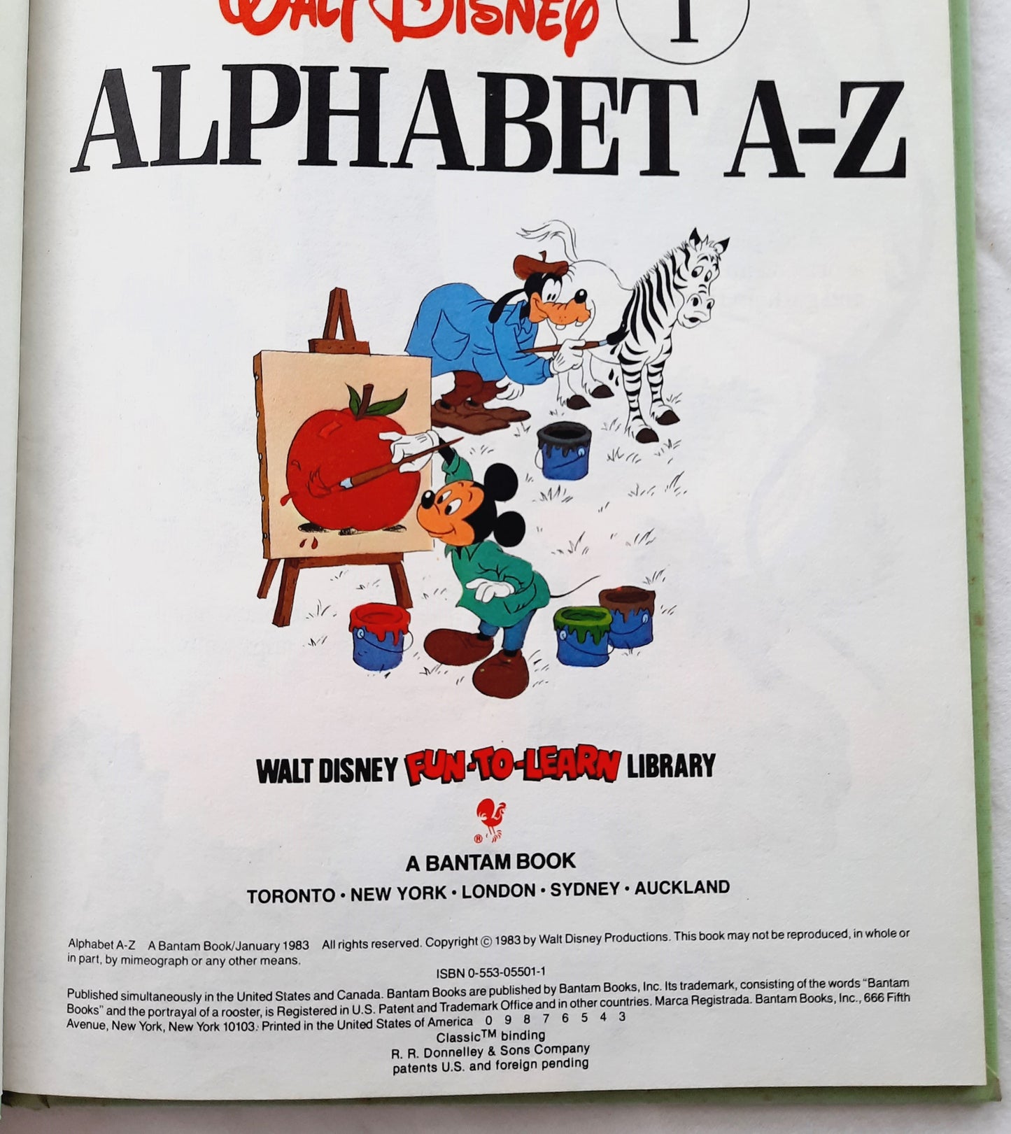 Walt Disney Alphabet A-Z Vol. 1 (Very Good, 1983, HC, 40 pages, Bantam Books)