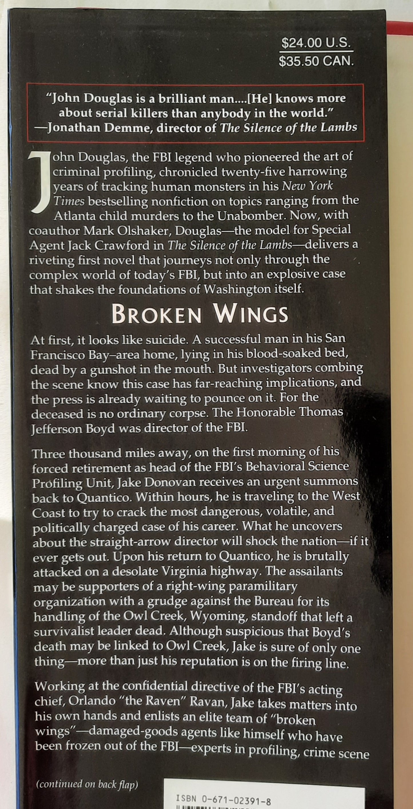 Broken Wings by John Douglas; Mark Olshaker (Very good, 1999, HC, 324 pages, Pocket Books)