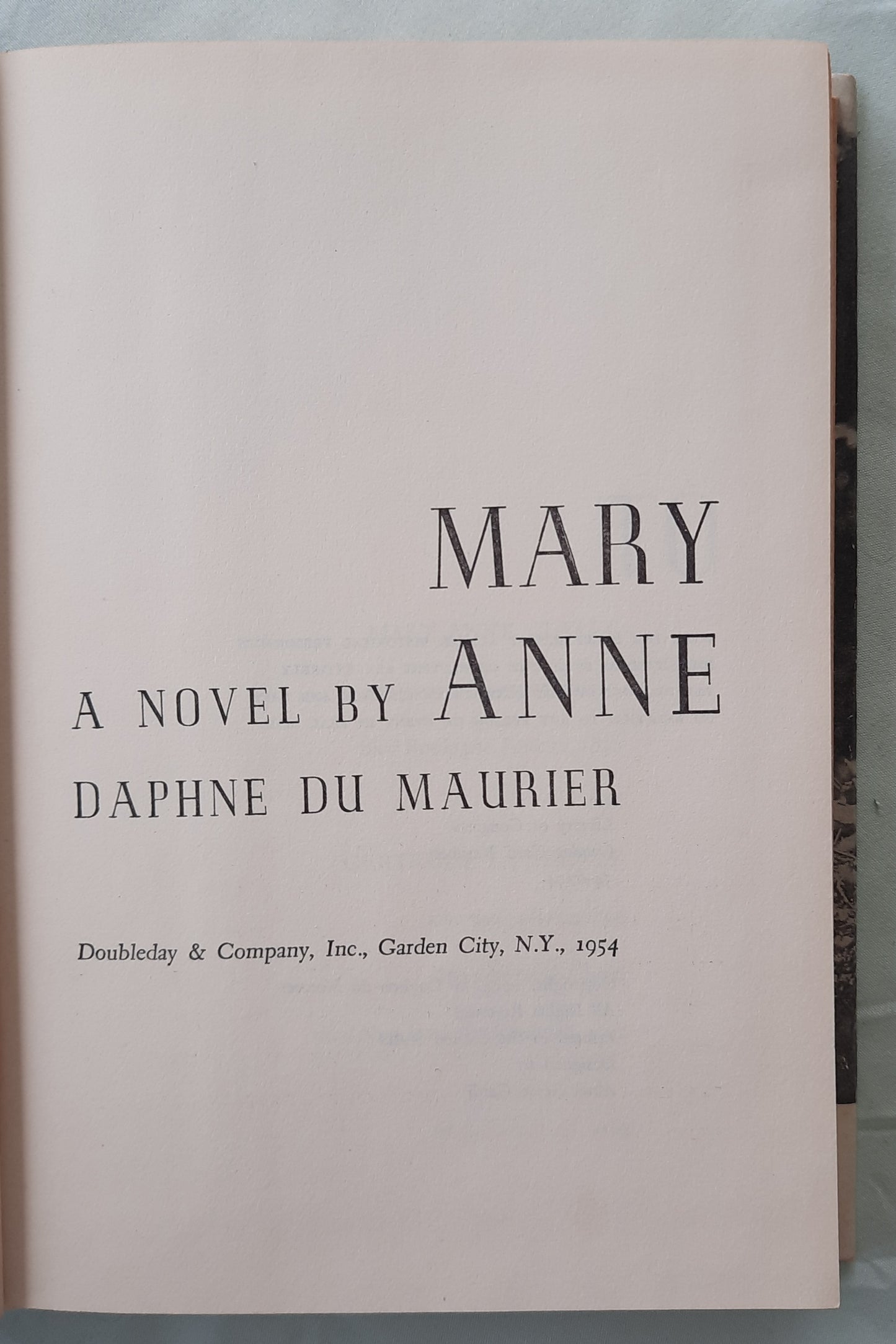 Mary Anne by Daphne du Maurier (Very good, 1954, HC, 351 pages, Doubleday & Company)