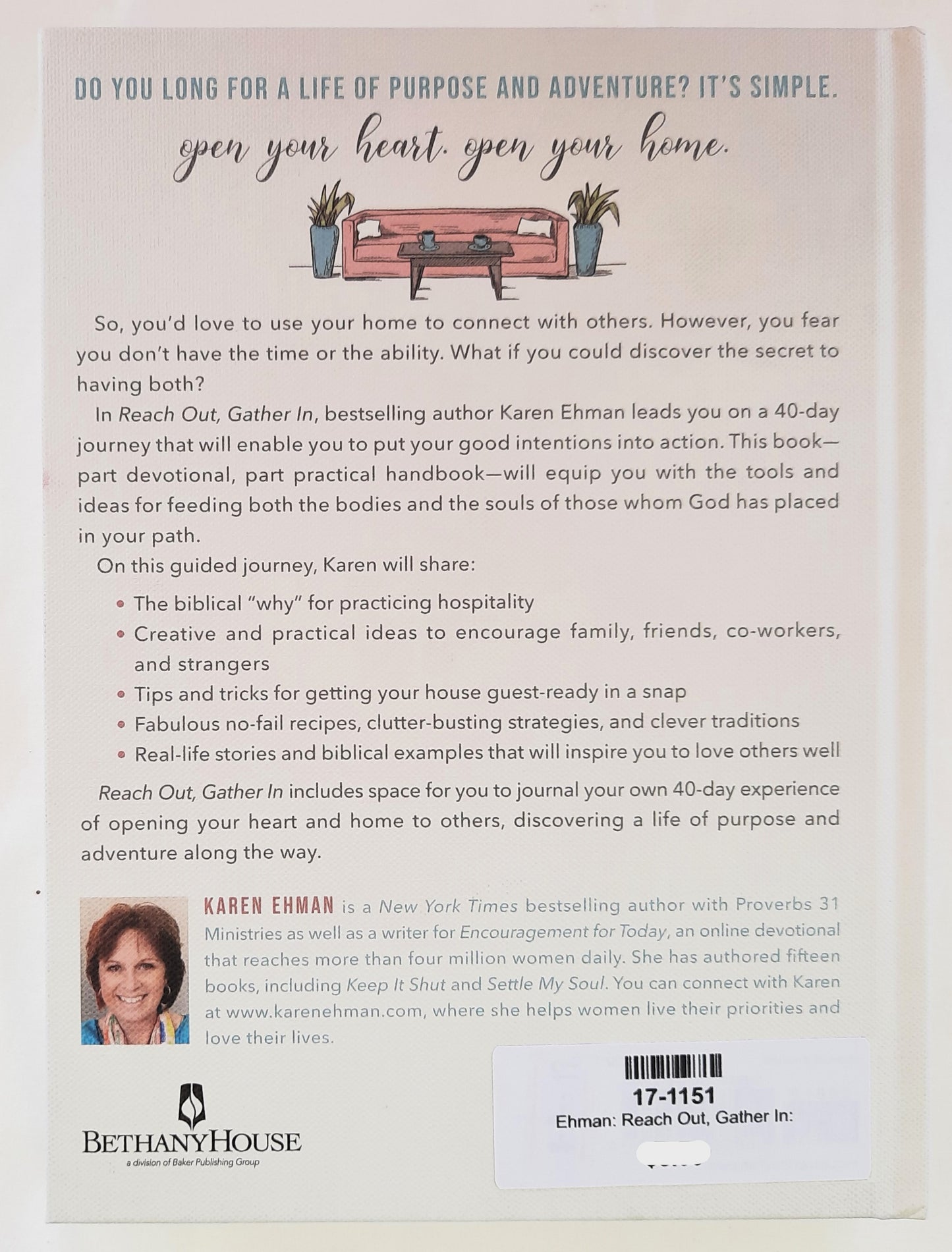 Reach Out, Gather In: 40 Days to Opening Your Heart and Home by Karen Ehman (New, 2020, HC, 256 pages, Bethany House)