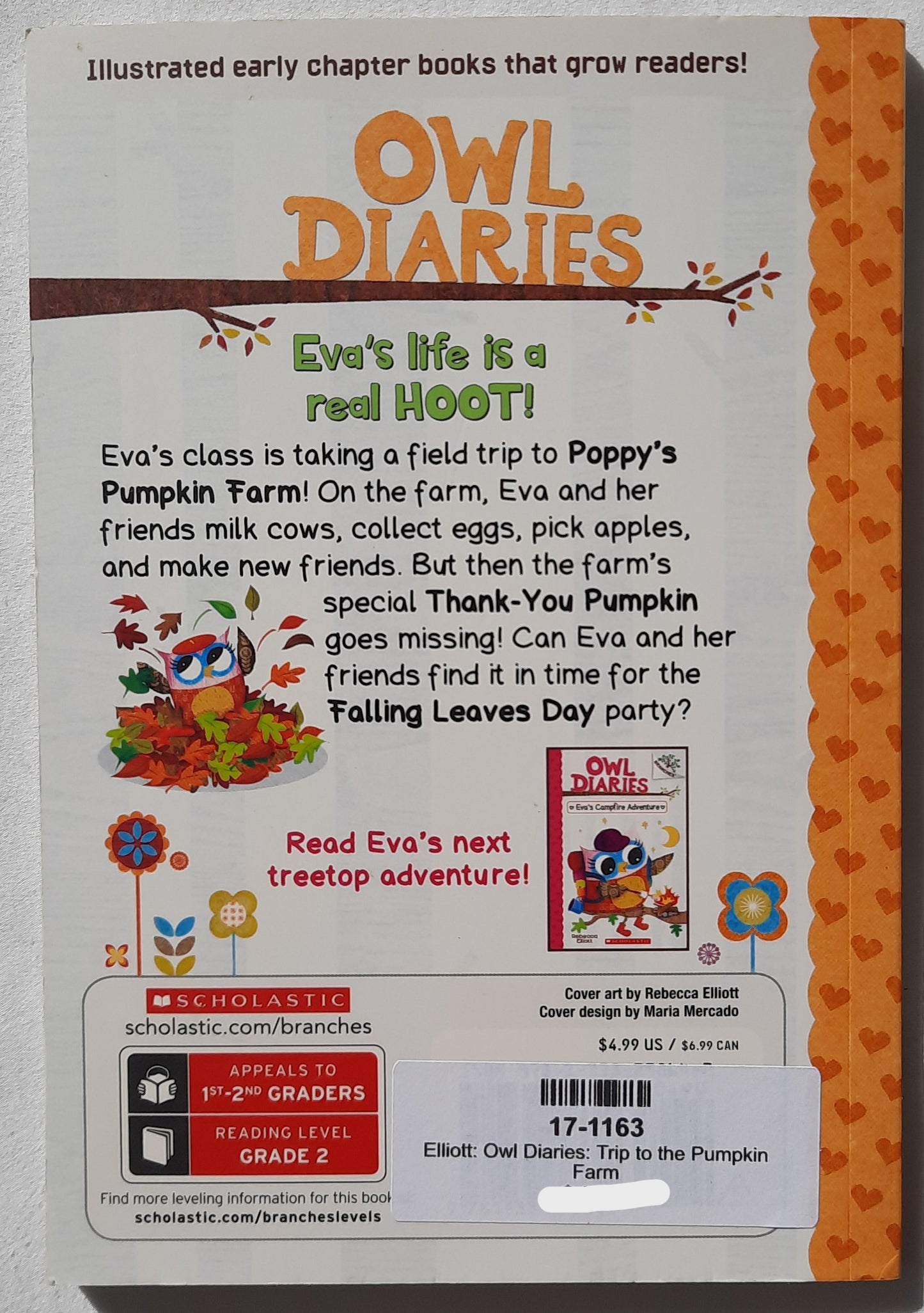 Owl Diaries: Trip to the Pumpkin Farm by Rebecca Elliott (Branches, New, 2019, Pbk, 74 pages, Scholastic)