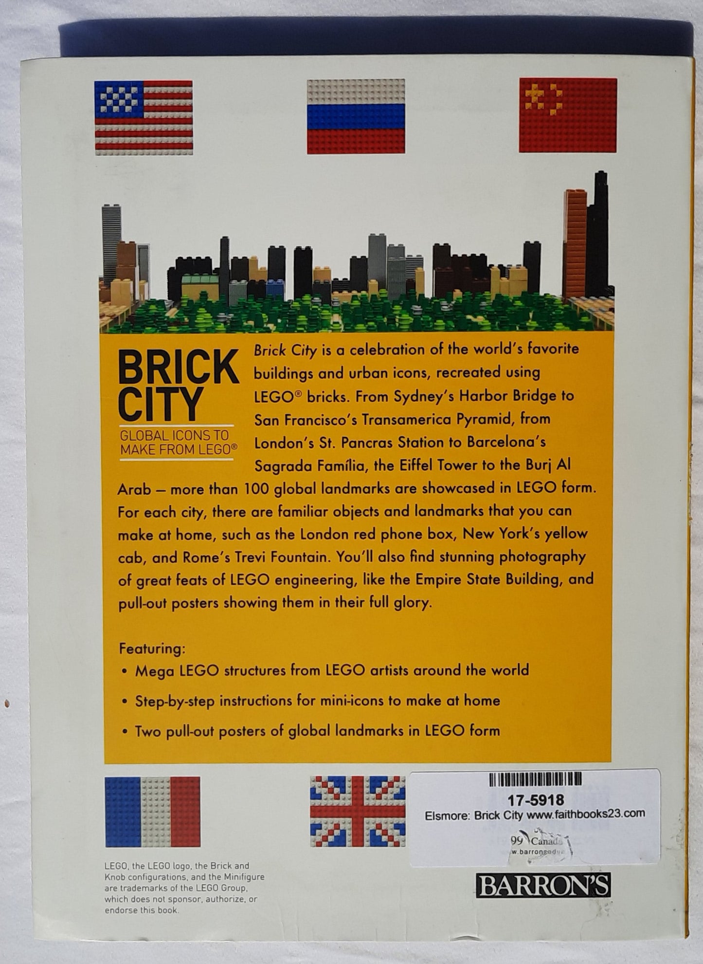 Brick City: Global Icons to Make from LEGO by Warren Elsmore (Very good, 2013, Pbk, 255 pages, Barron's)