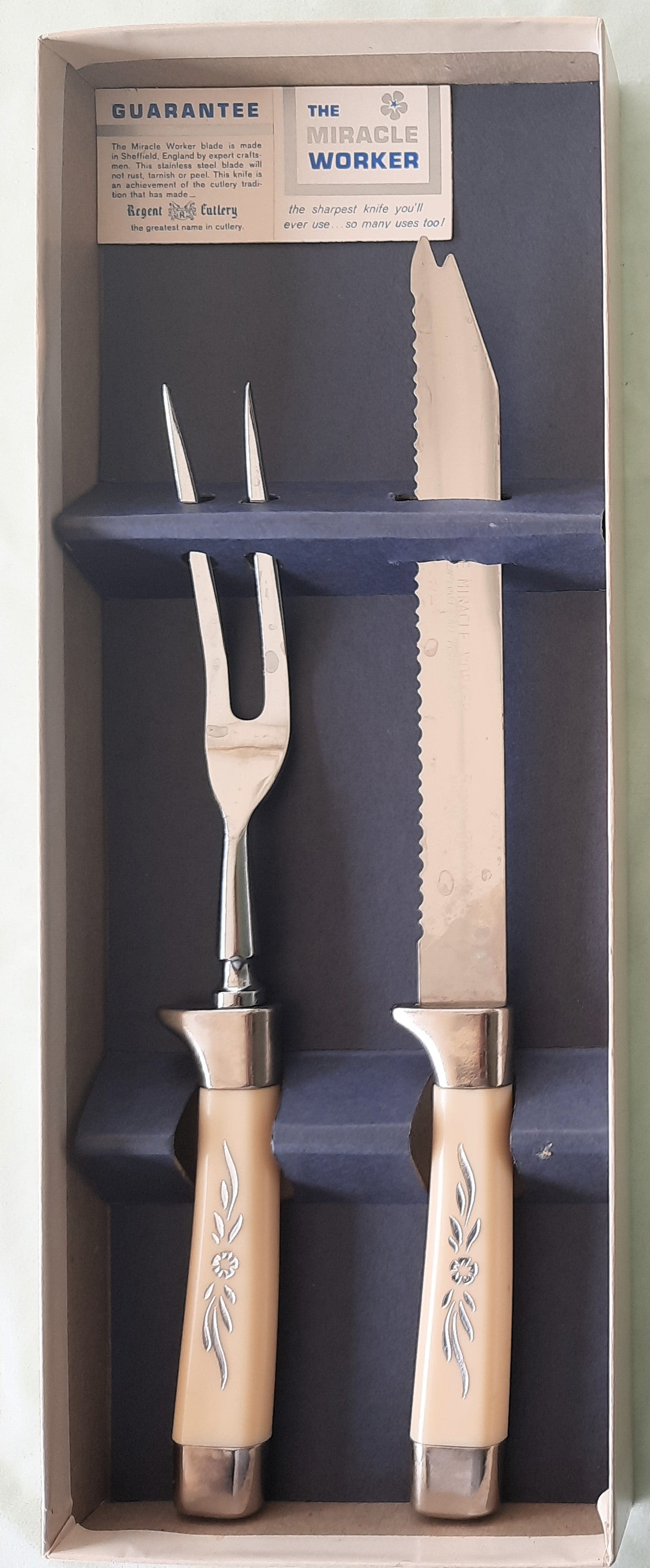 Regent Cutlery Sheffield "The Miracle Worker" Knife and Fork Cutlery Set (Very good, 1960s)