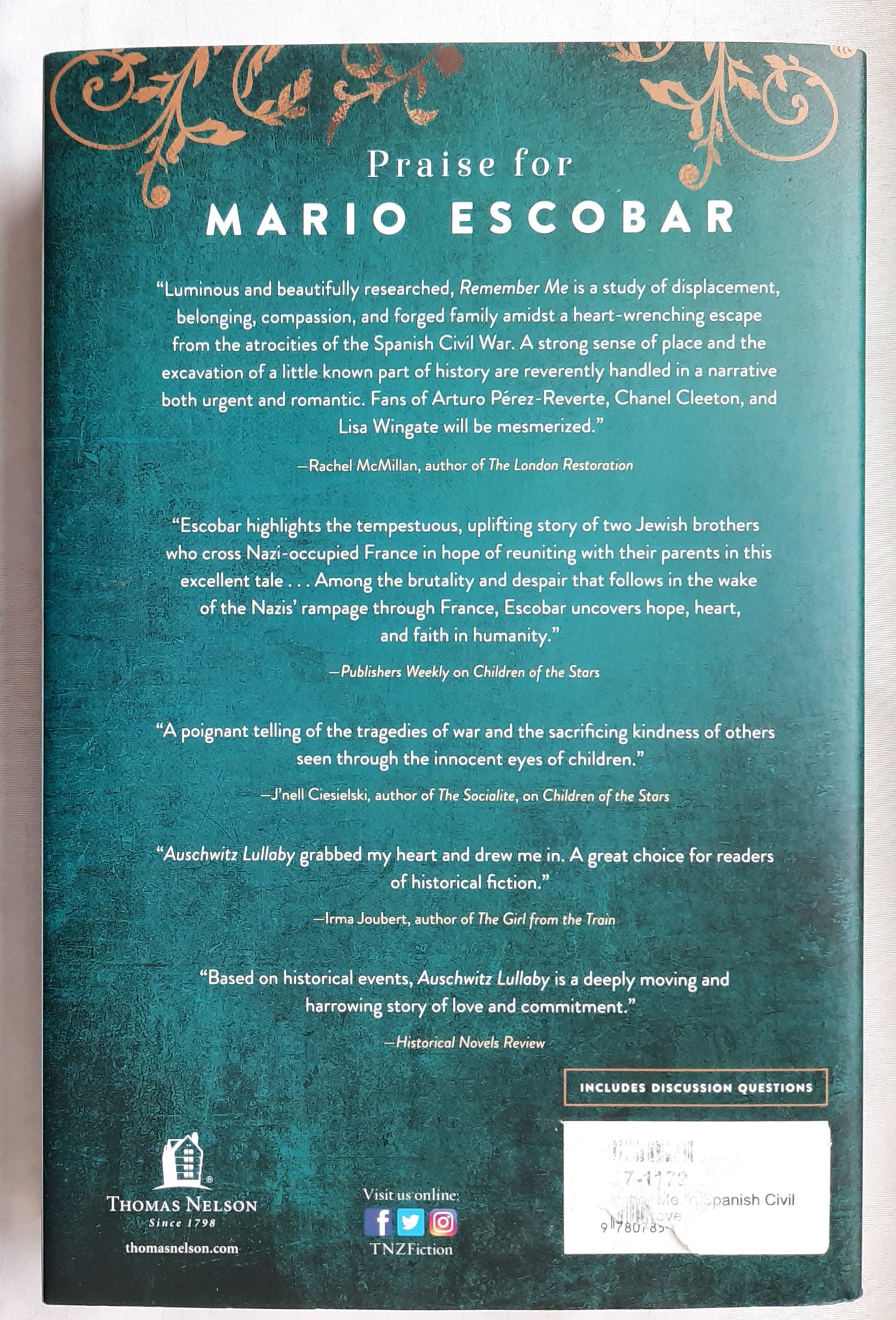 Remember Me: A Spanish Civil War novel by Mario Escobar (New, 2020, HC, 384 pages, Thomas Nelson)
