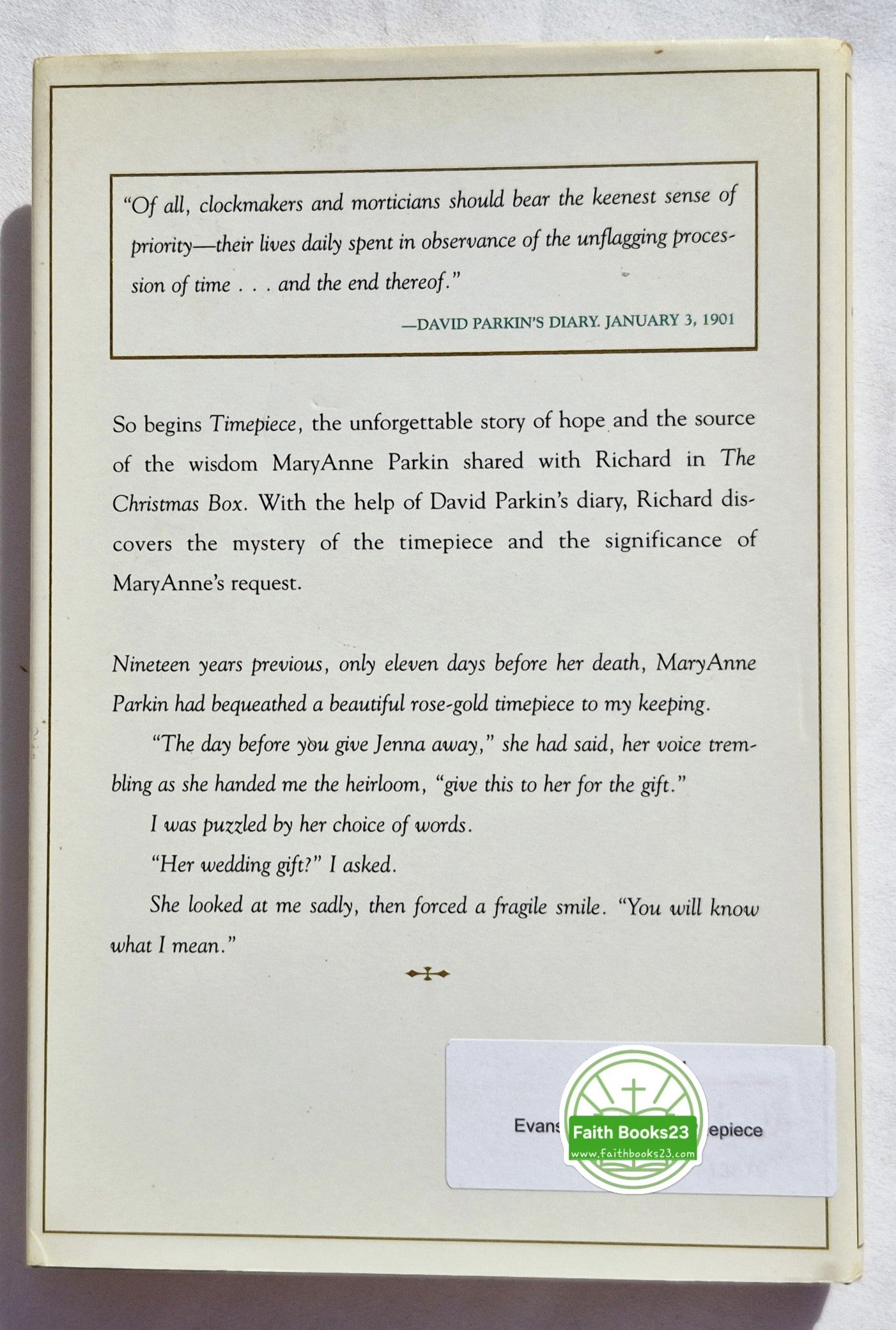 Timepiece von Richard Paul Evans (Gut, Gebunden, 1996, Simon & Schuster Großdruck, 208 Seiten)