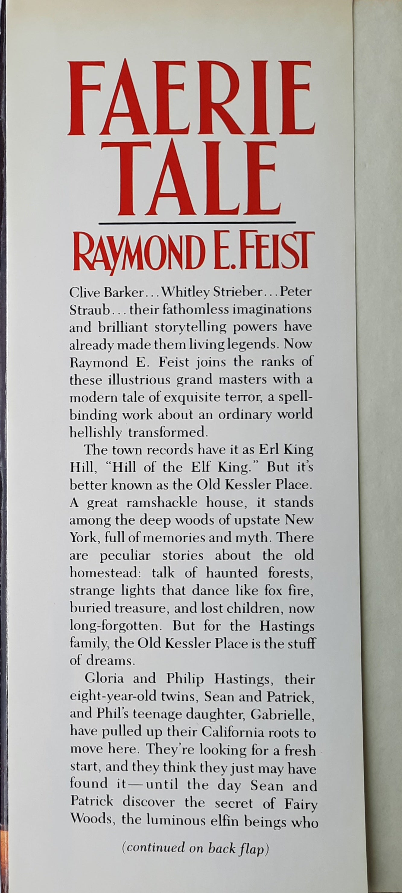FaerieTale by Raymond E. Feist (Very good, 1987, HC, 420 pages, Doubleday)