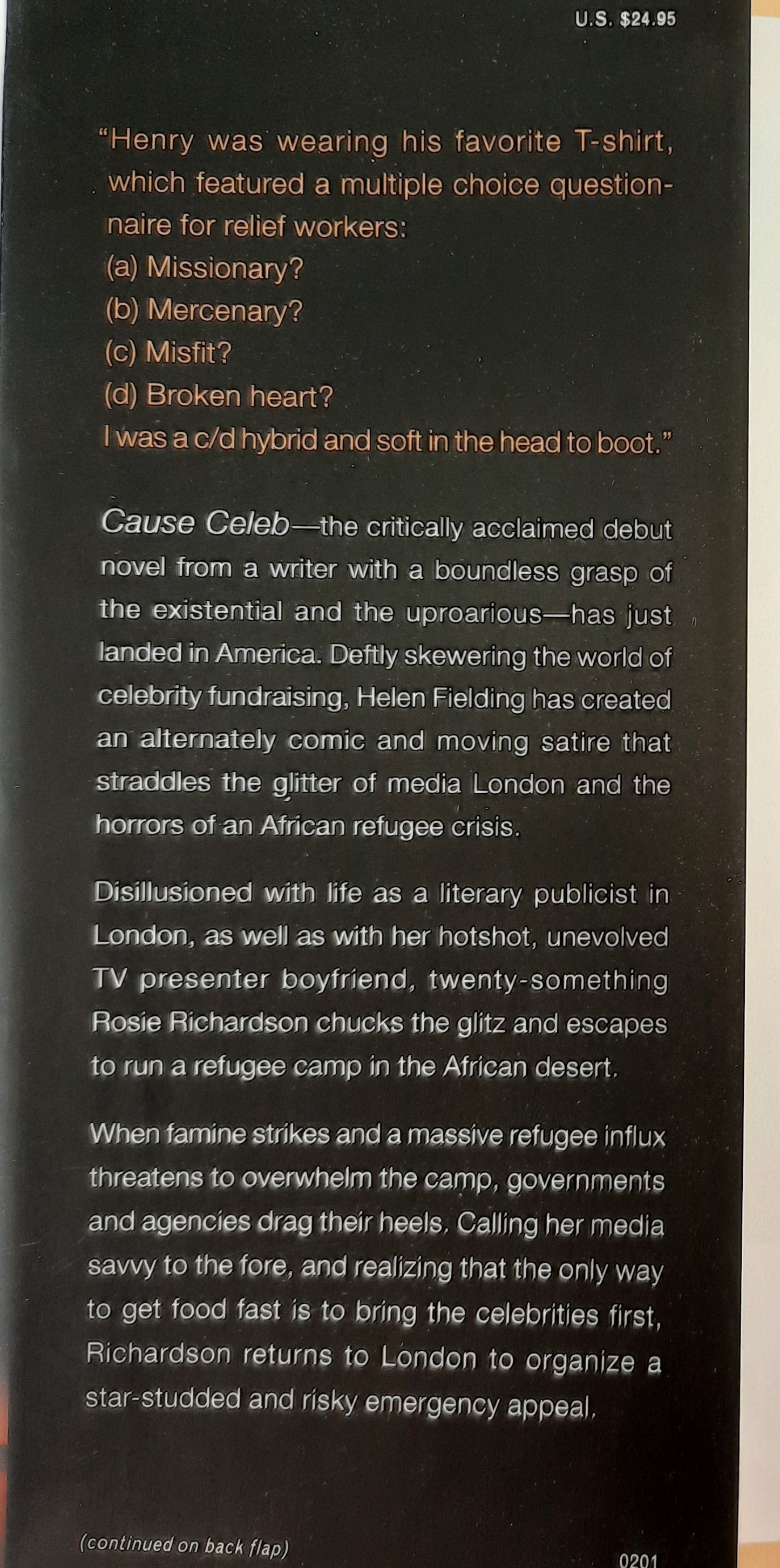 Cause Celeb by Helen Fielding (Very good, 2001, HC, 342 pages, Viking)