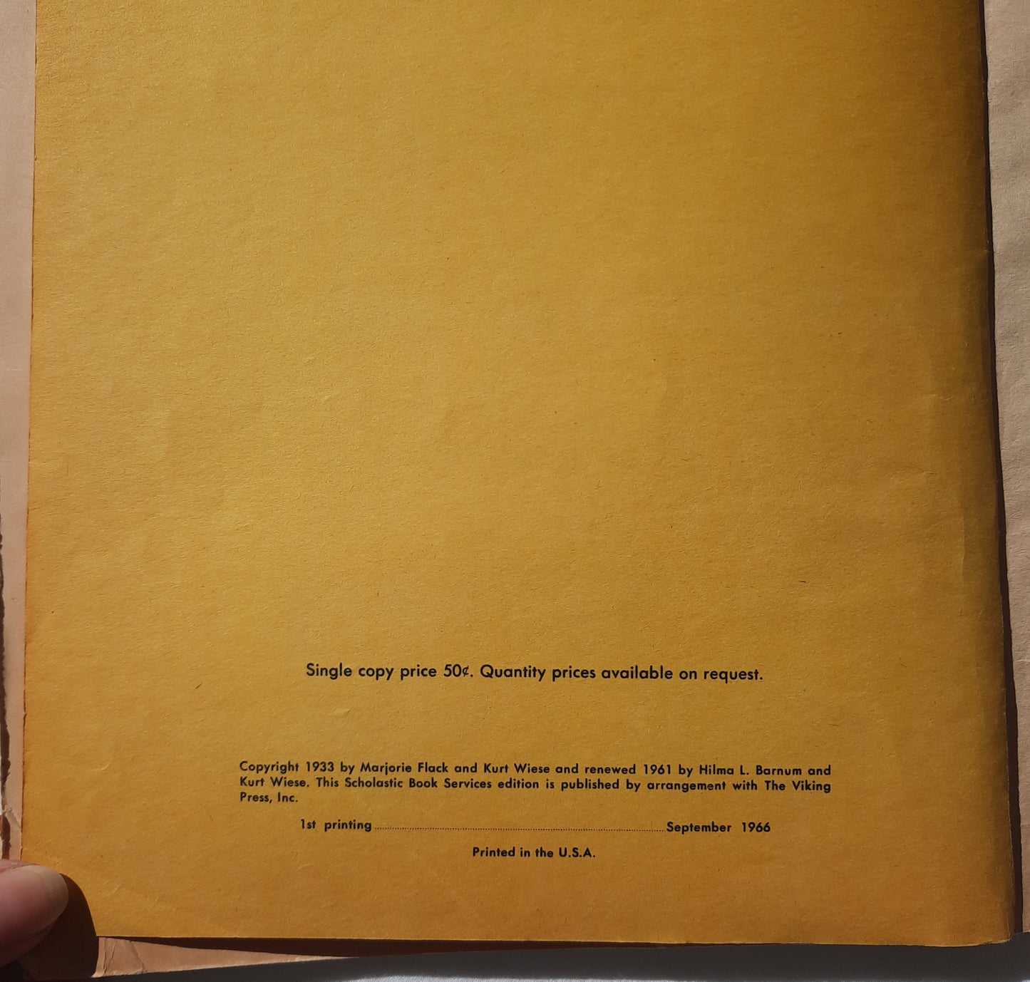The Story About Ping by Marjorie Flack; Kurt Wiese (Good, 1966, Pbk, 40 pages, Scholastic)
