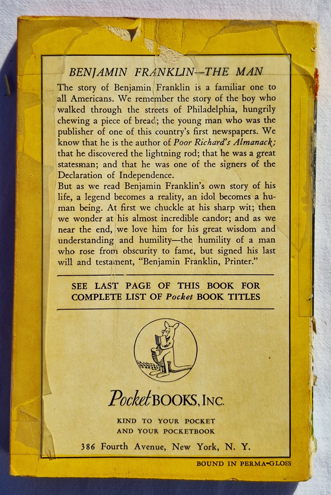 The Autobiography of Benjamin Franklin by Benjamin Franklin (Good, 1941, Pbk, 280 pgs, Pocket Books)
