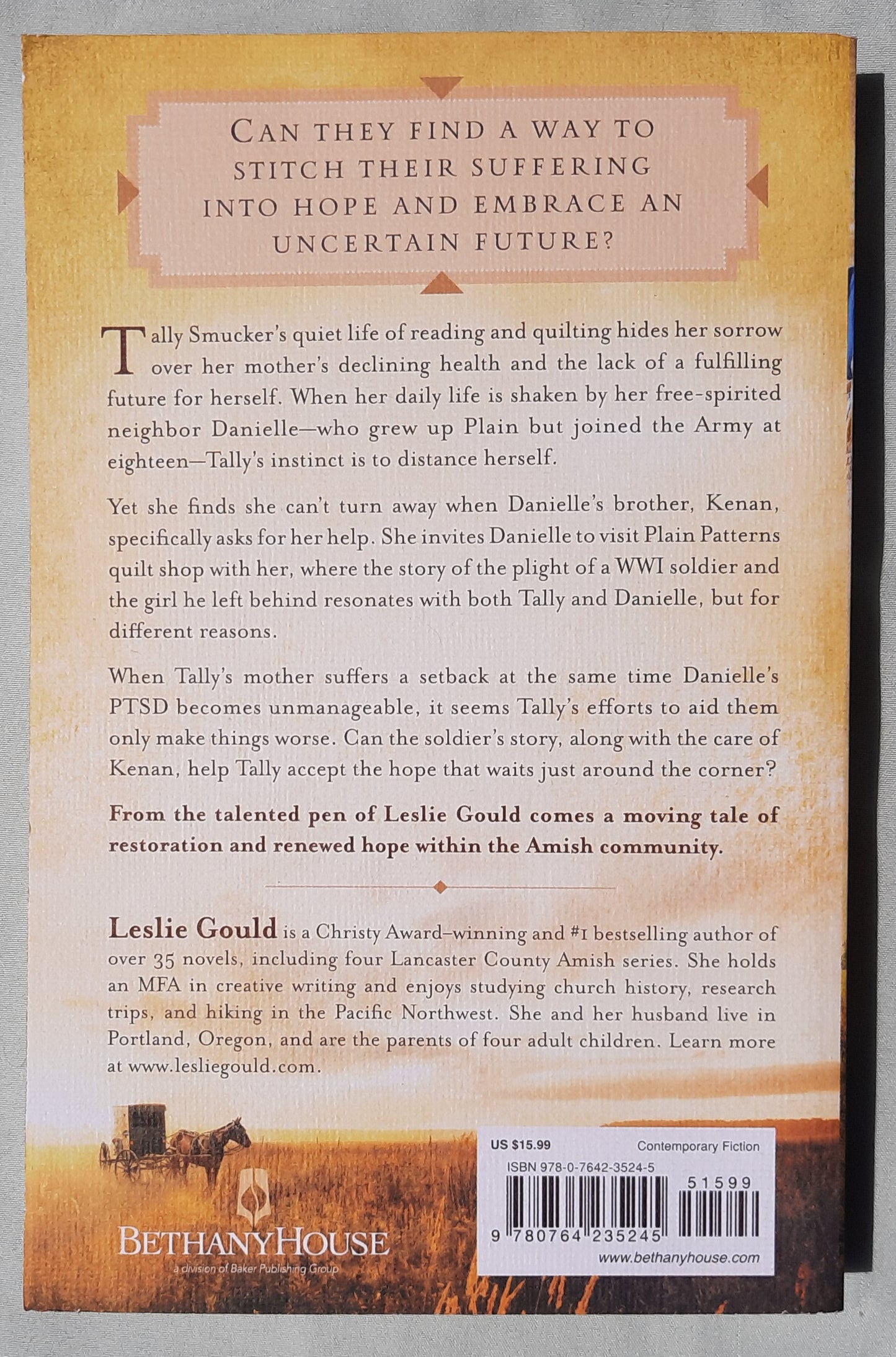 Threads of Hope by Leslie Gould (Plain Patterns #3, New, 2022, Pbk, 342 pages, Bethany House)