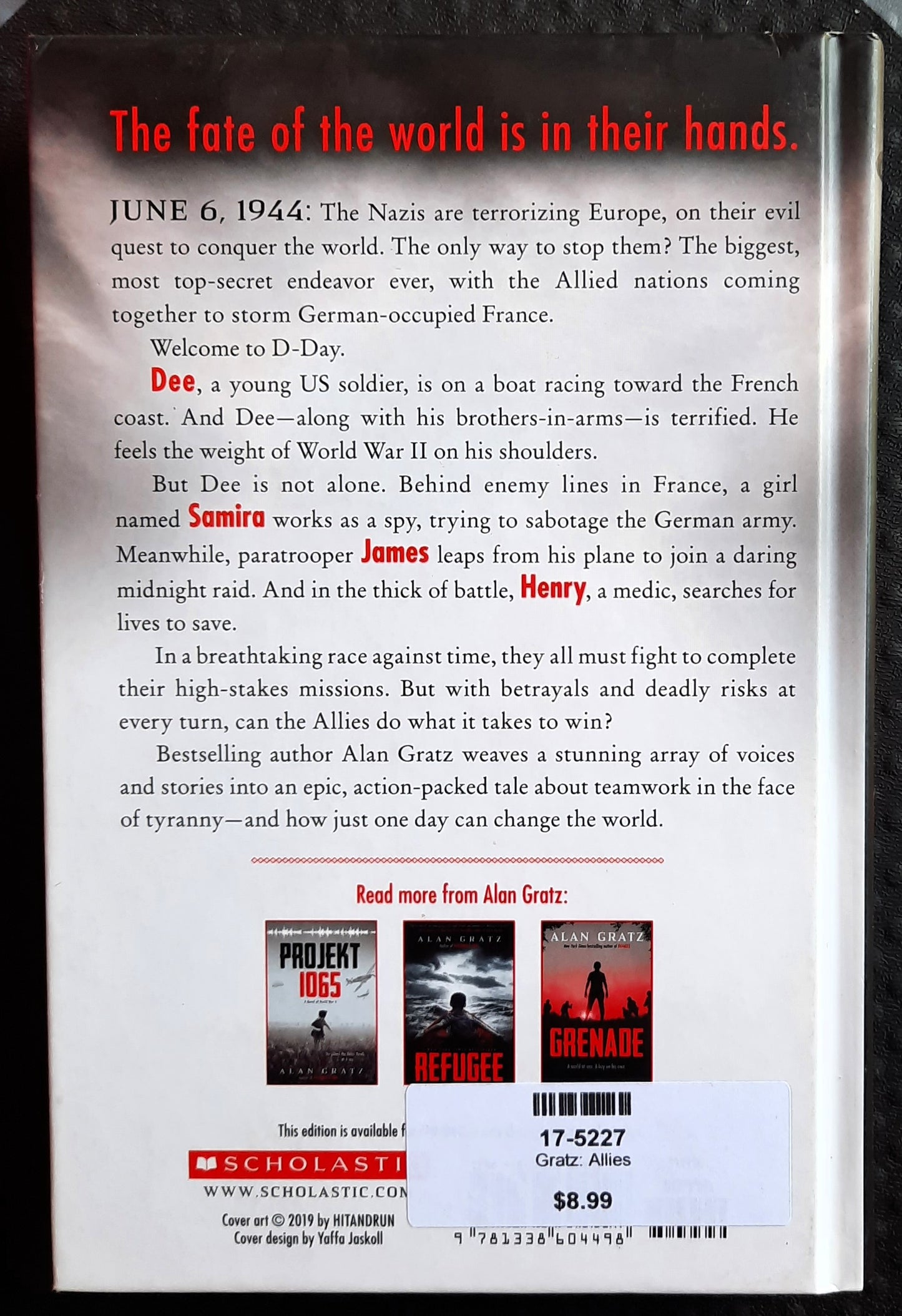 Allies: D-Day. One chance to unite. Everything to Lose. by Alan Gratz (Very good, 2019, HC, 324 pages, Scholastic)