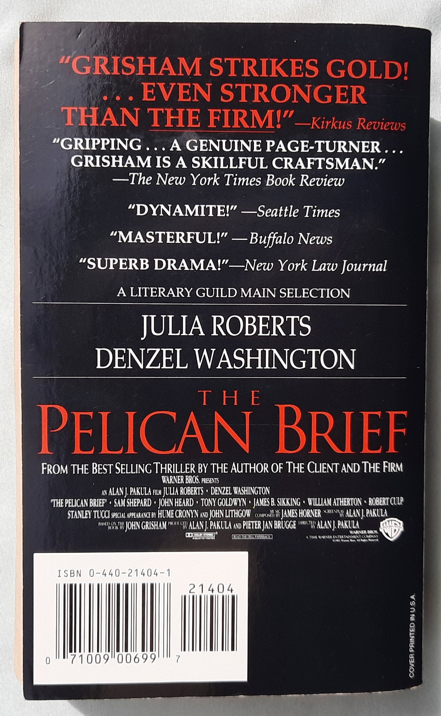 The Pelican Brief by John Grisham (Good, 1993, Pbk, 436 pages, Island Books)