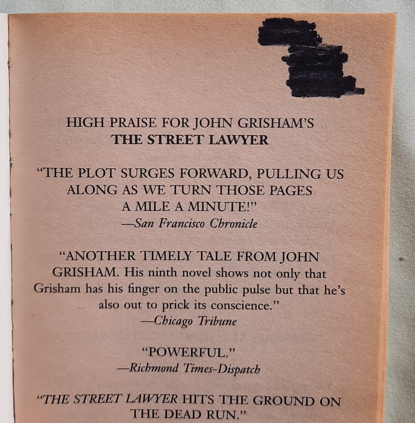 The Street Lawyer by John Grisham (Very good, 1999, Pbk, 452 pages, Island Books)
