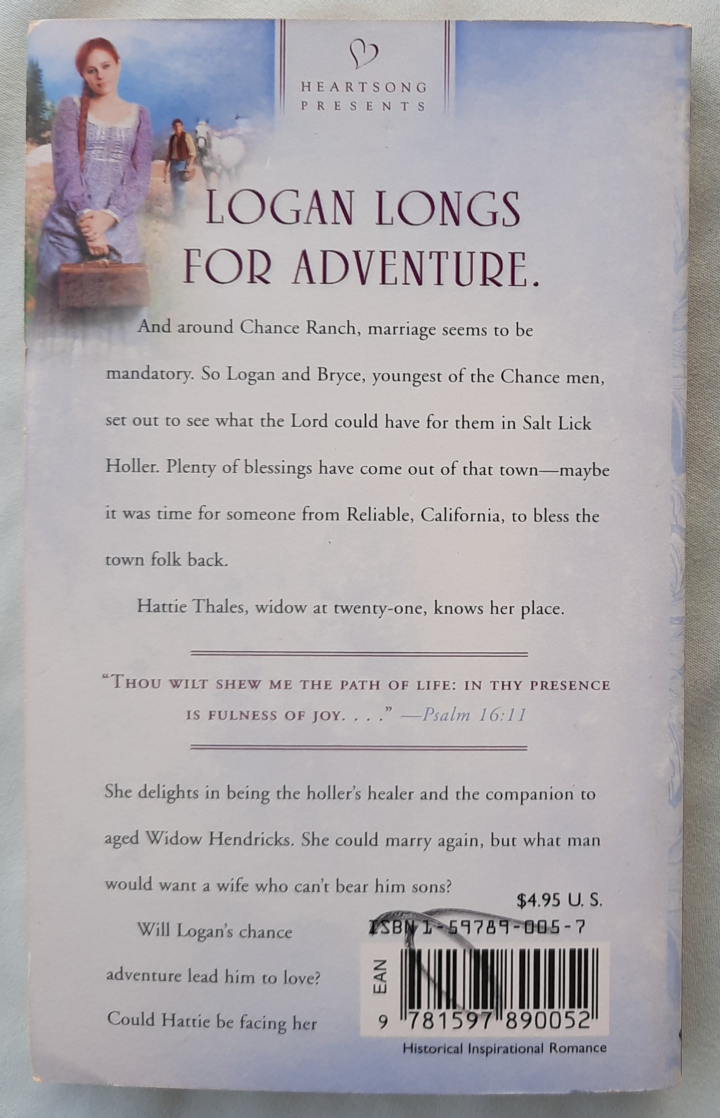 Chance Adventure by Kelly Eileen Hake (Good, 2005, Pbk, 170 pages, Heartsong Presents)