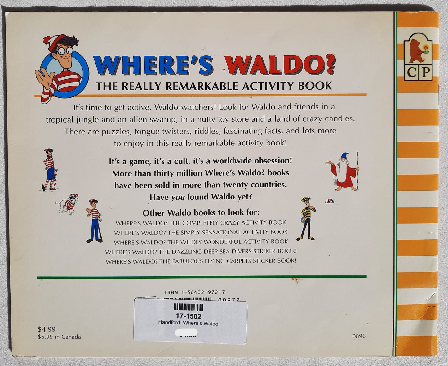 Where's Waldo? The Really Remarkable Activity Book by Martin Handford (Very good, 1996, Pbk, 24 pages, Candlewick Press)