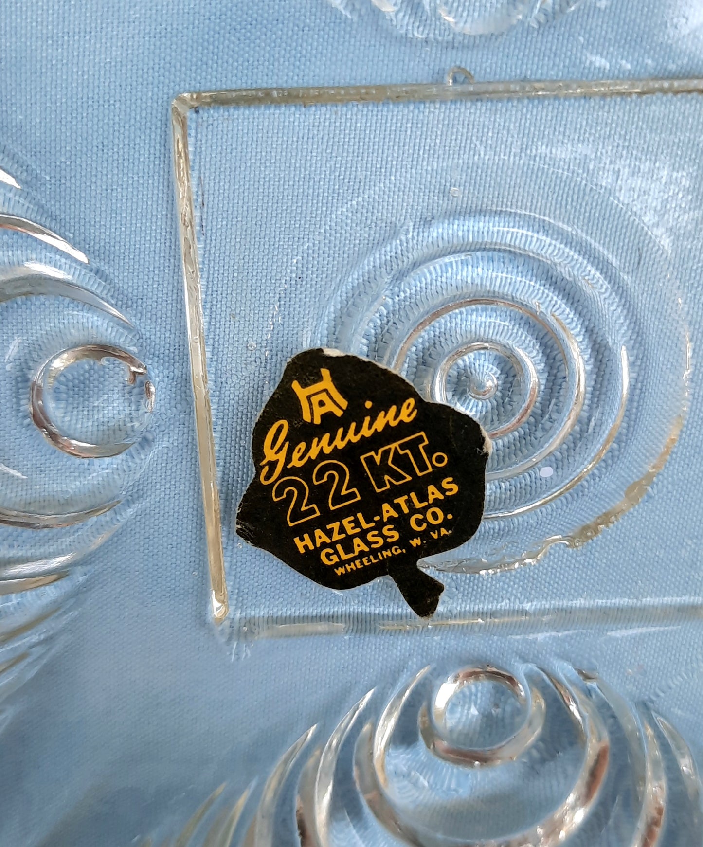 Hazel-Atlas Glass Company 6x6 Trinket/Candy Tray with 22 Kt Gold Trim 1930s - Near Mint Condition