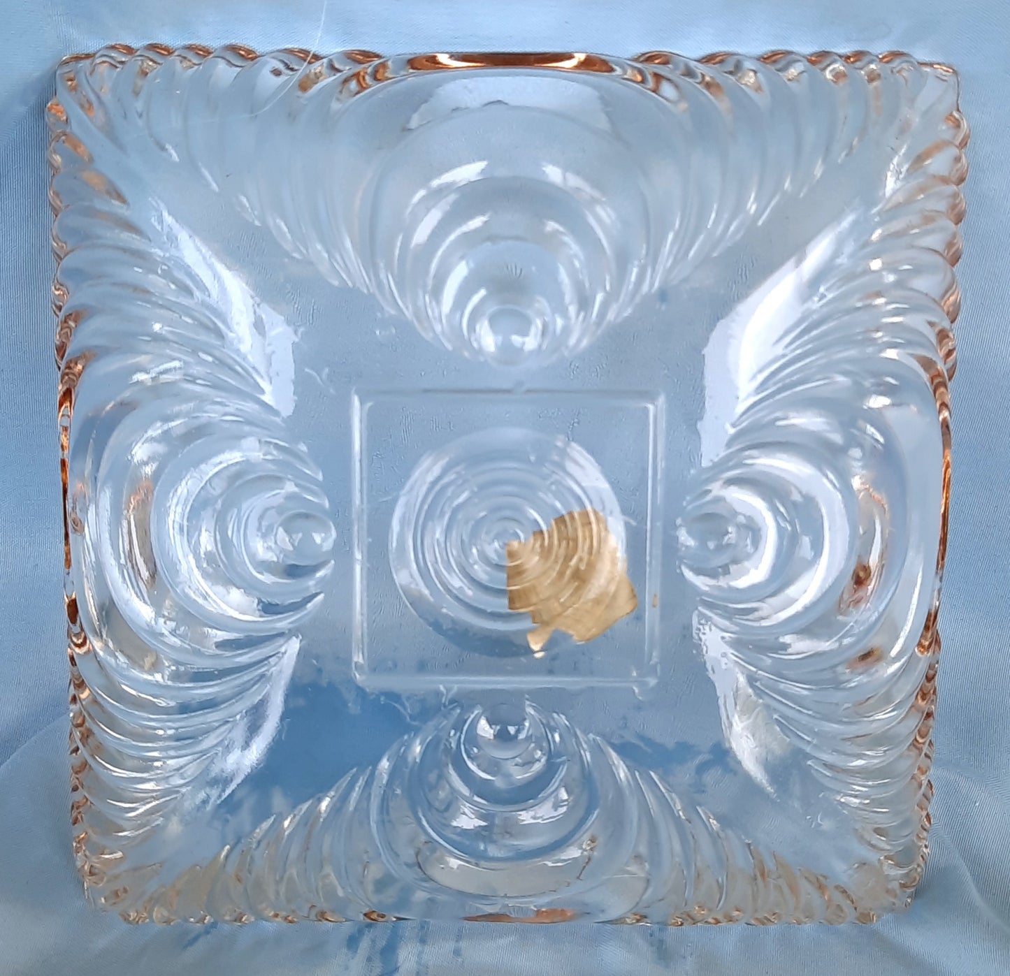 Hazel-Atlas Glass Company 6x6 Trinket/Candy Tray with 22 Kt Gold Trim 1930s - Near Mint Condition