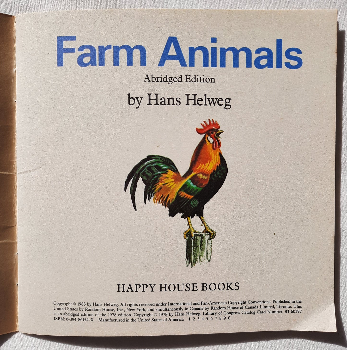 Farm Animals Abridged Edition by Hans Helweg (Very good, 1983, Pbk, 24 pages, Happy House Books)