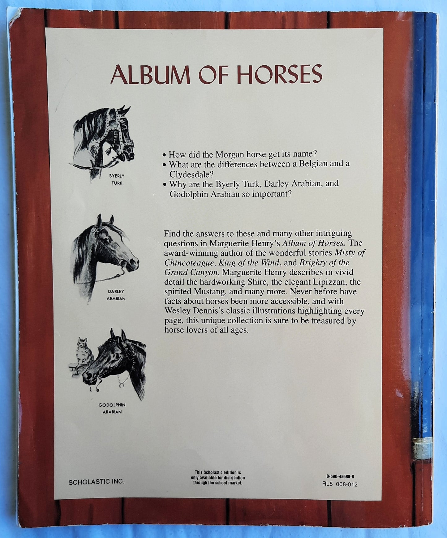 Album of Horses by Marguerite Henry; Wesley Dennis (Very good, 1994, Pbk, 110 pages, Scholastic)