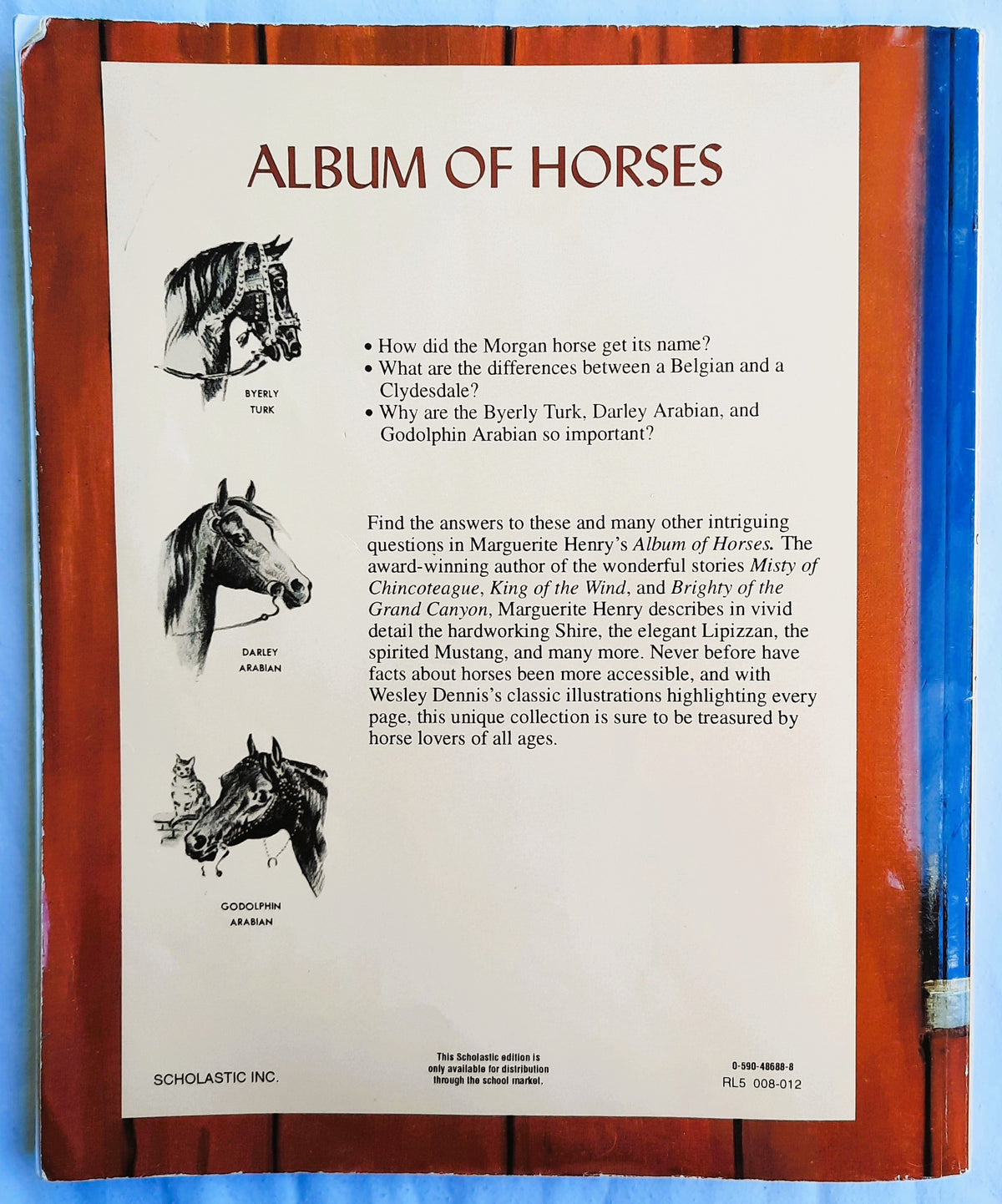 Album der Pferde von Marguerite Henry; Wesley Dennis (Sehr gut, 1994, Taschenbuch, 110 Seiten, Scholastic)