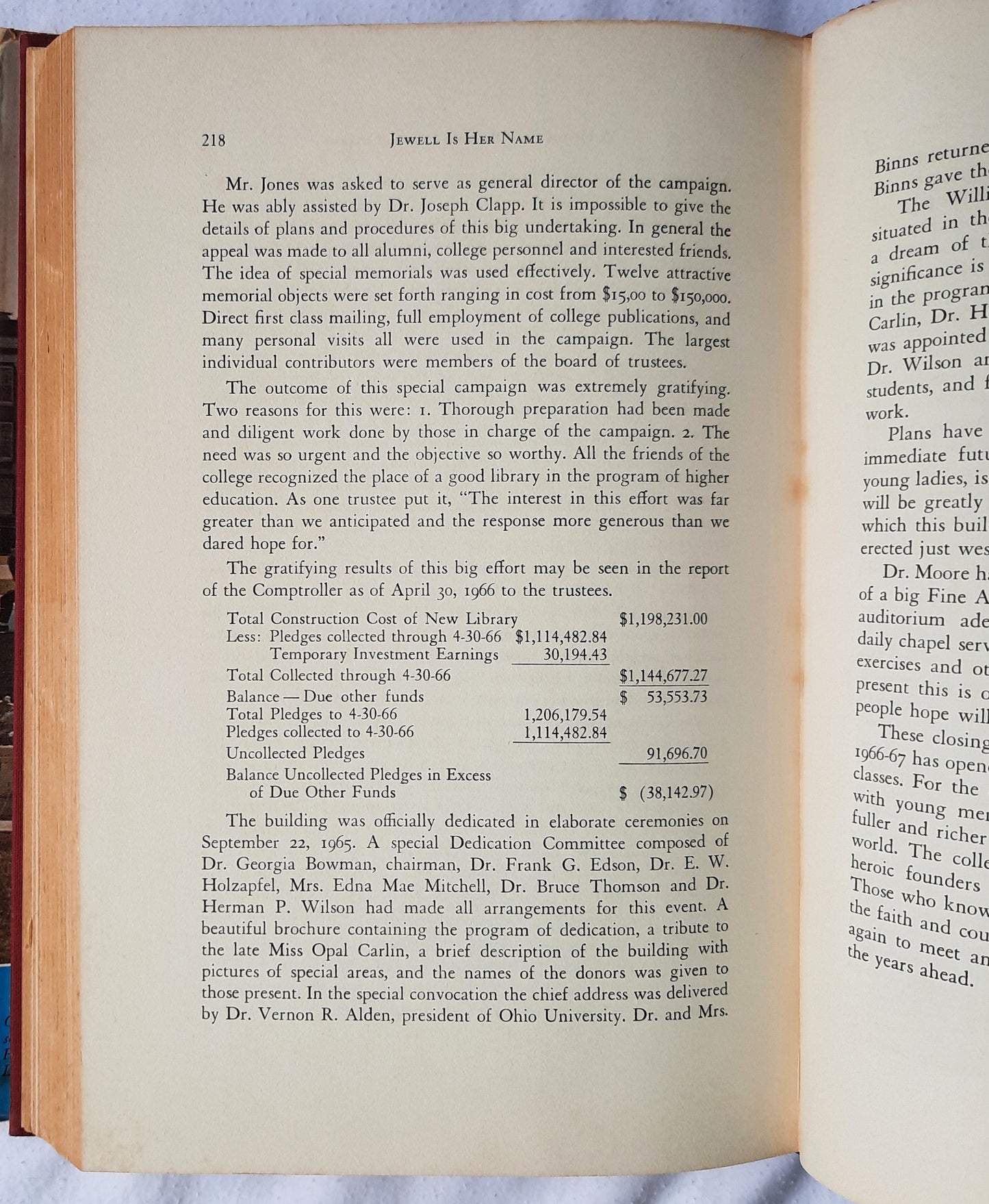 Jewell Is Her Name: A History of William Jewell College by Hubert Inman Hester (Very good, 1967, HC, 260 pages, The Quality Press Inc.)