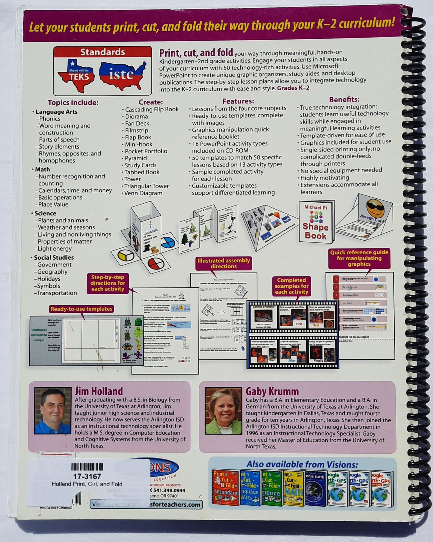 Print, Cut, and Fold Creative technology projects for Grades K-2 by Jim Holland (New, 2011, Spiral PBK, 258 pages, Visions Technology in Education)