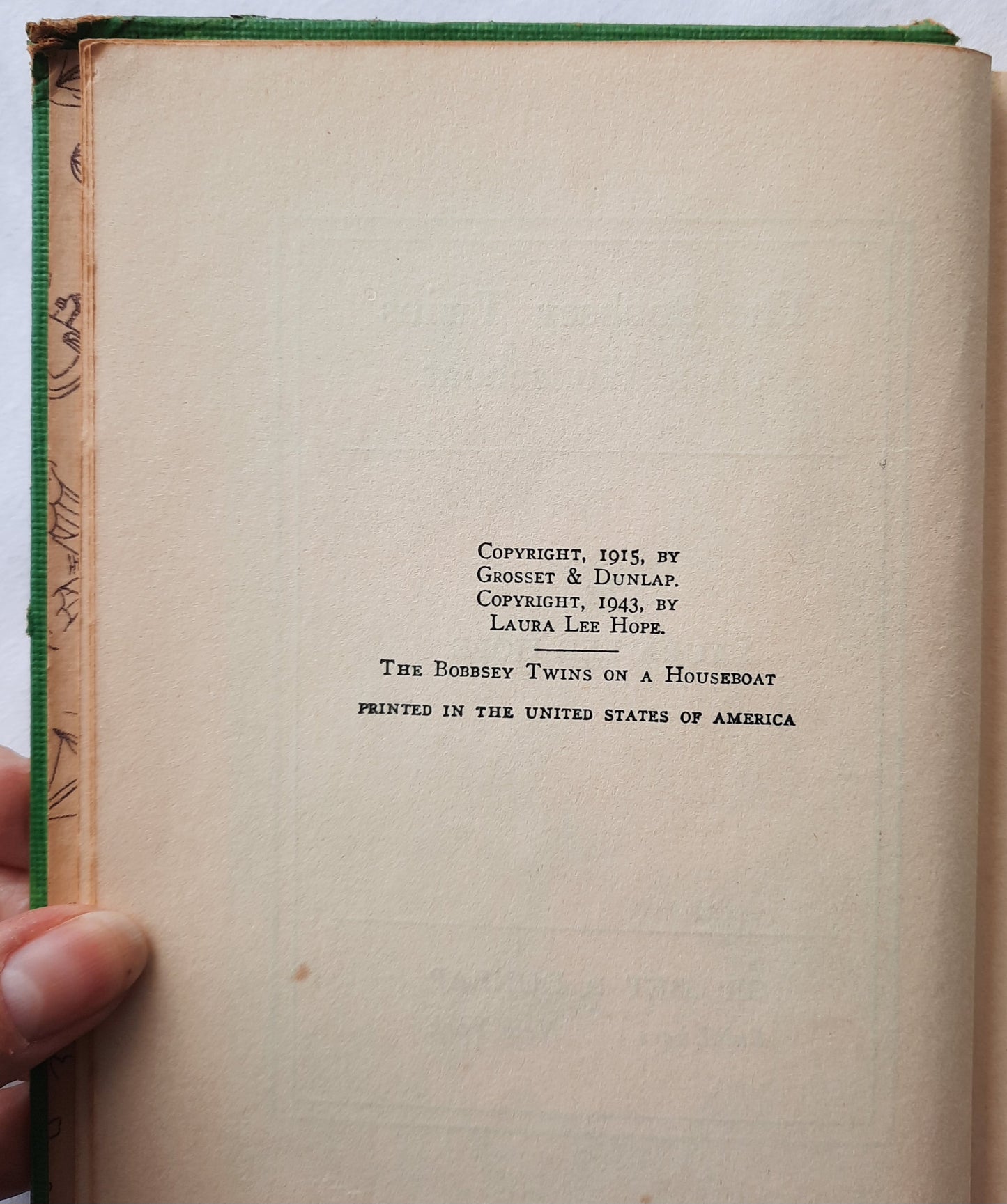 The Bobbsey Twins on a Houseboat by Laura Lee Hope (Good, 1943, HC, 244 pages, Grosset & Dunlap)