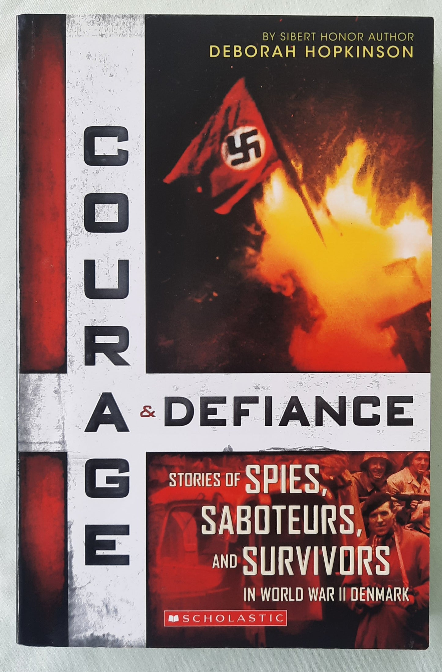 Courage & Defiance: Stories of Spies, Saboteurs, and Survivors in World War II Denmark by Deborah Hopkinson (Like new, 2015, Pbk, 339 pages, Scholastic)